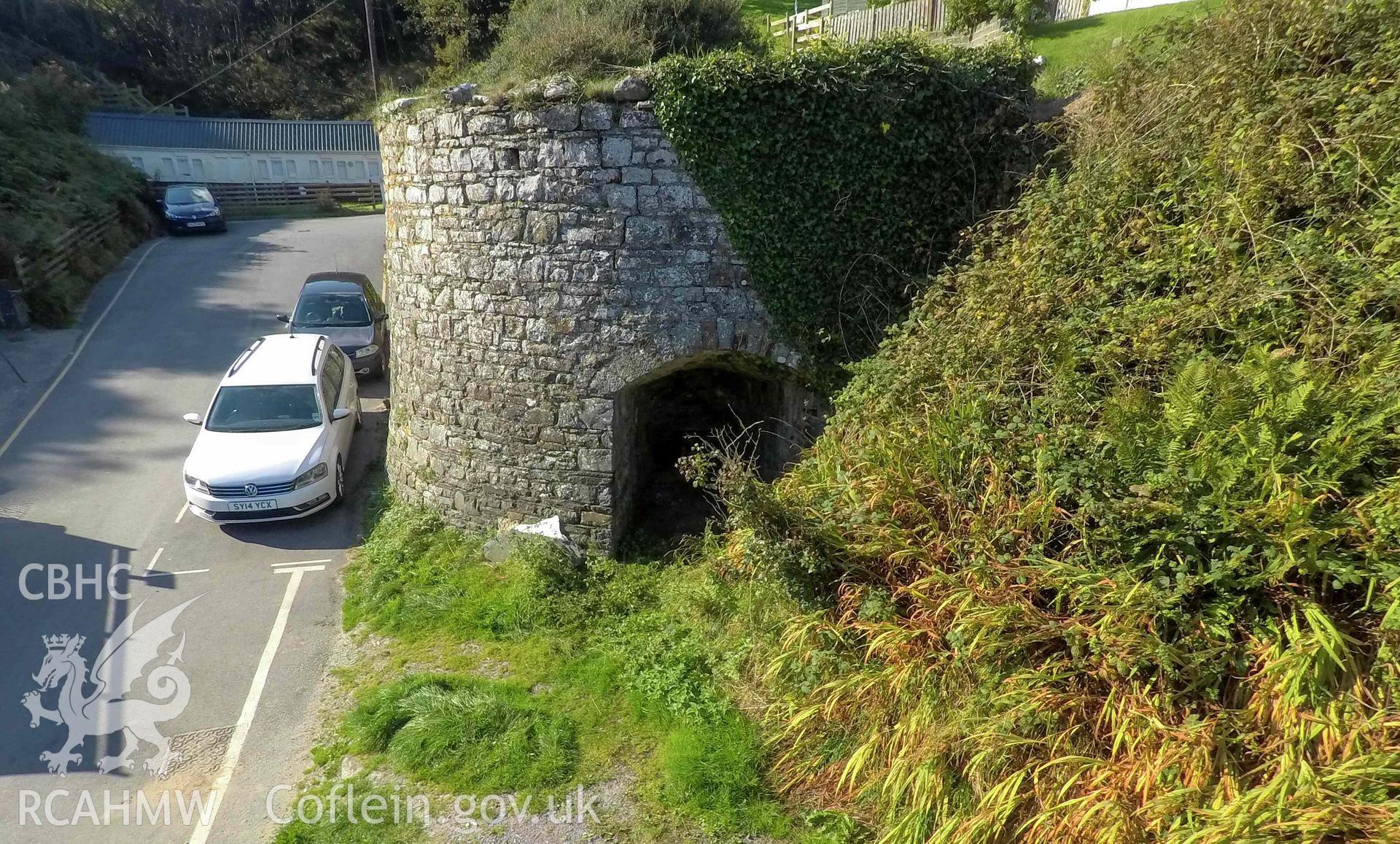 Llangrannog Limekiln. Northeast elevation, taken 20 September 2022