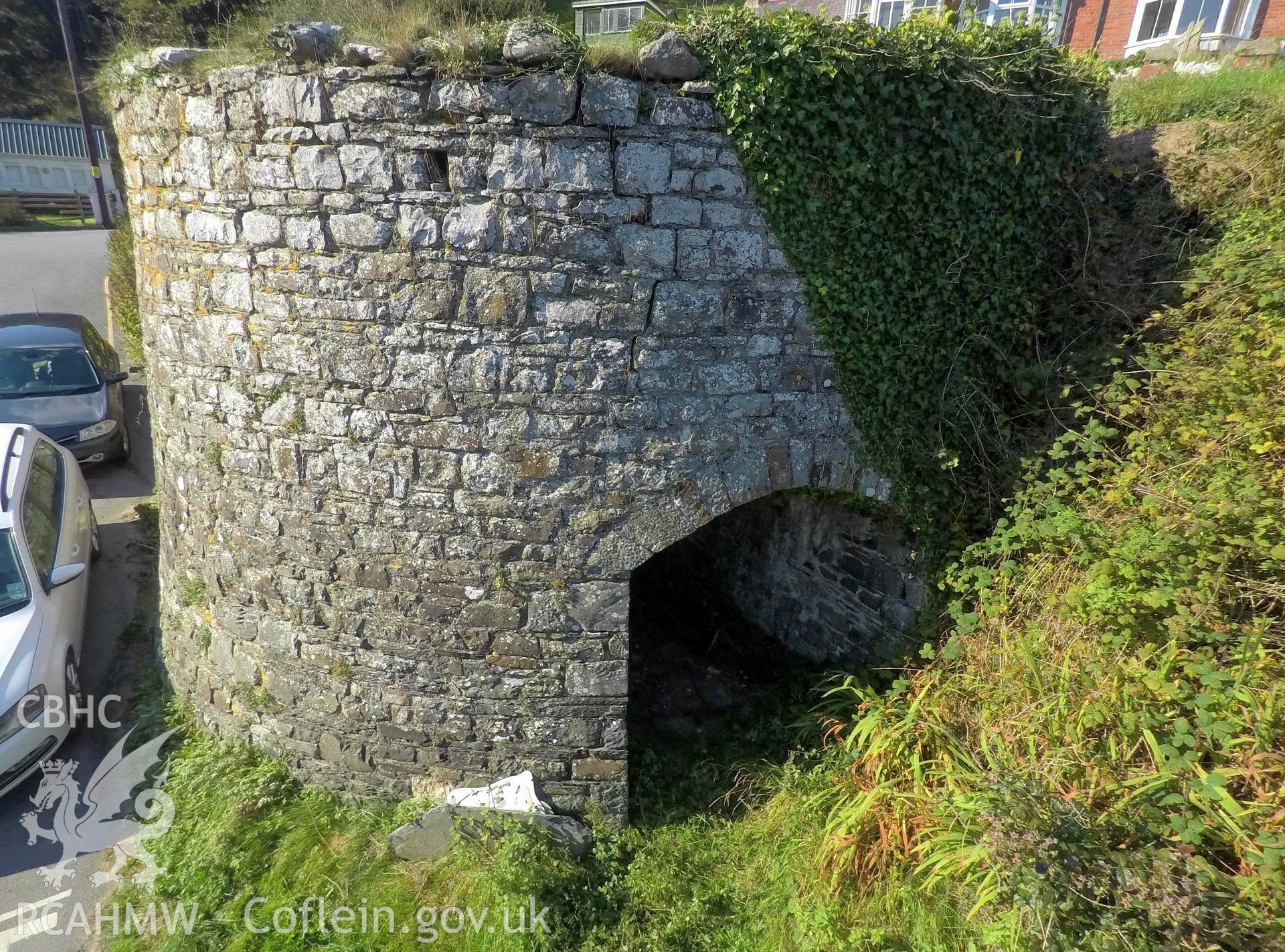 Llangrannog Limekiln. Northeast elevation, taken 20 September 2022