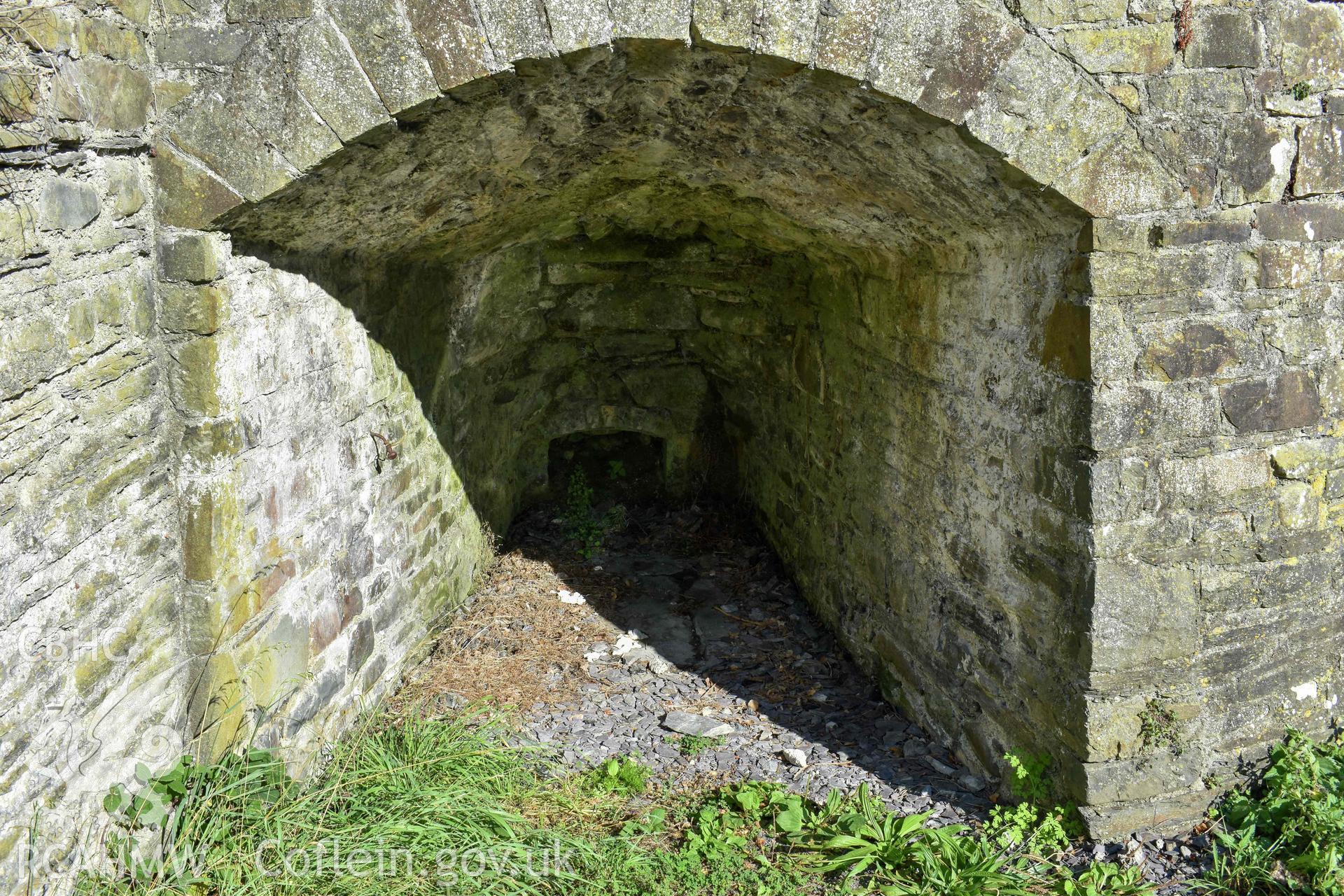 Llangrannog Limekiln. Detail of southwest kiln eye, taken 20 September 2022
