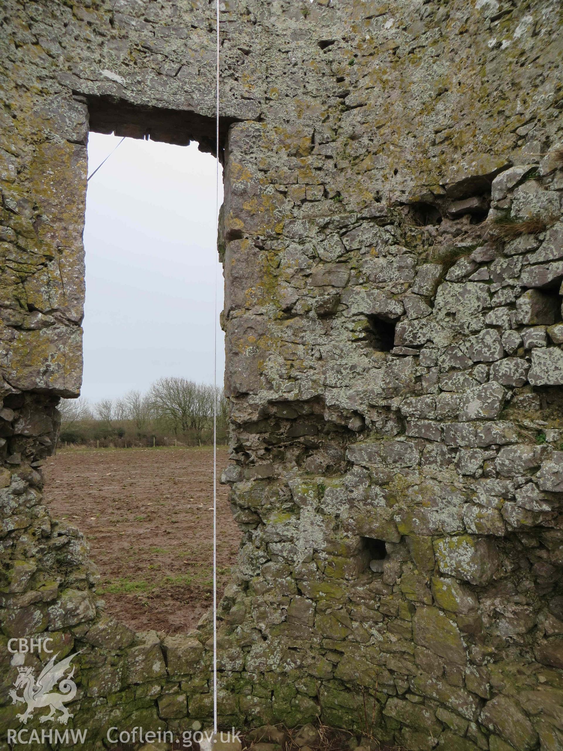 Bosherston Windmill, view of stonework above south first door, photo taken in February 2015.