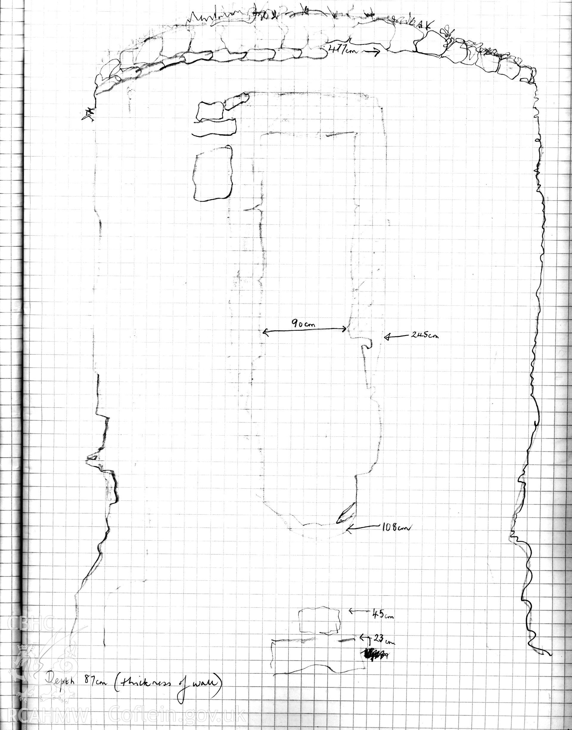 Bosherston Windmill, sketch plan from S, drawn in February 2015.