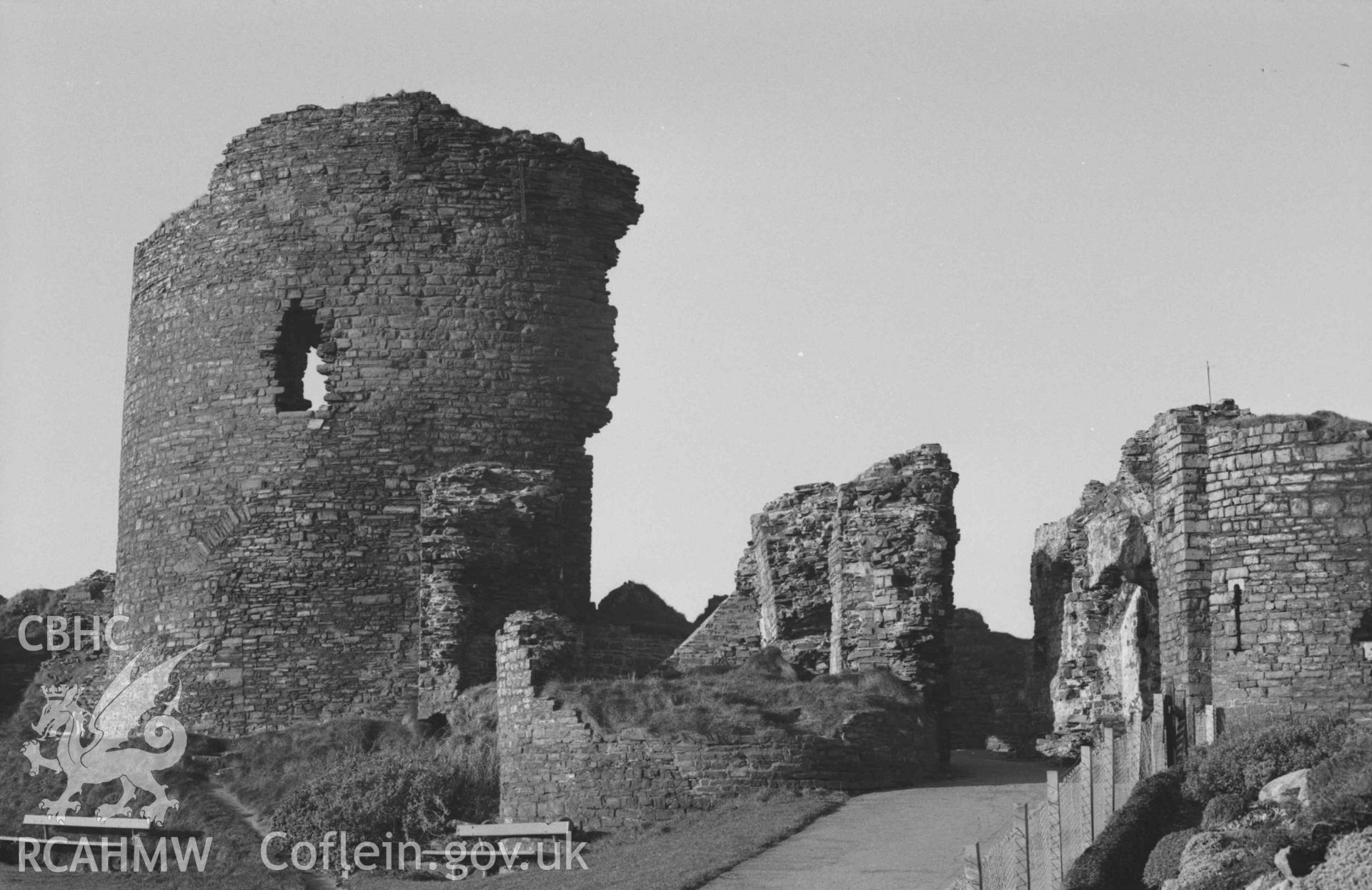 Digital copy of a black and white negative showing entrance of Aberystwyth Castle. Photographed by Arthur Chater on 27 December 1968. Looking west north west from Grid Reference SN 5802 8152.