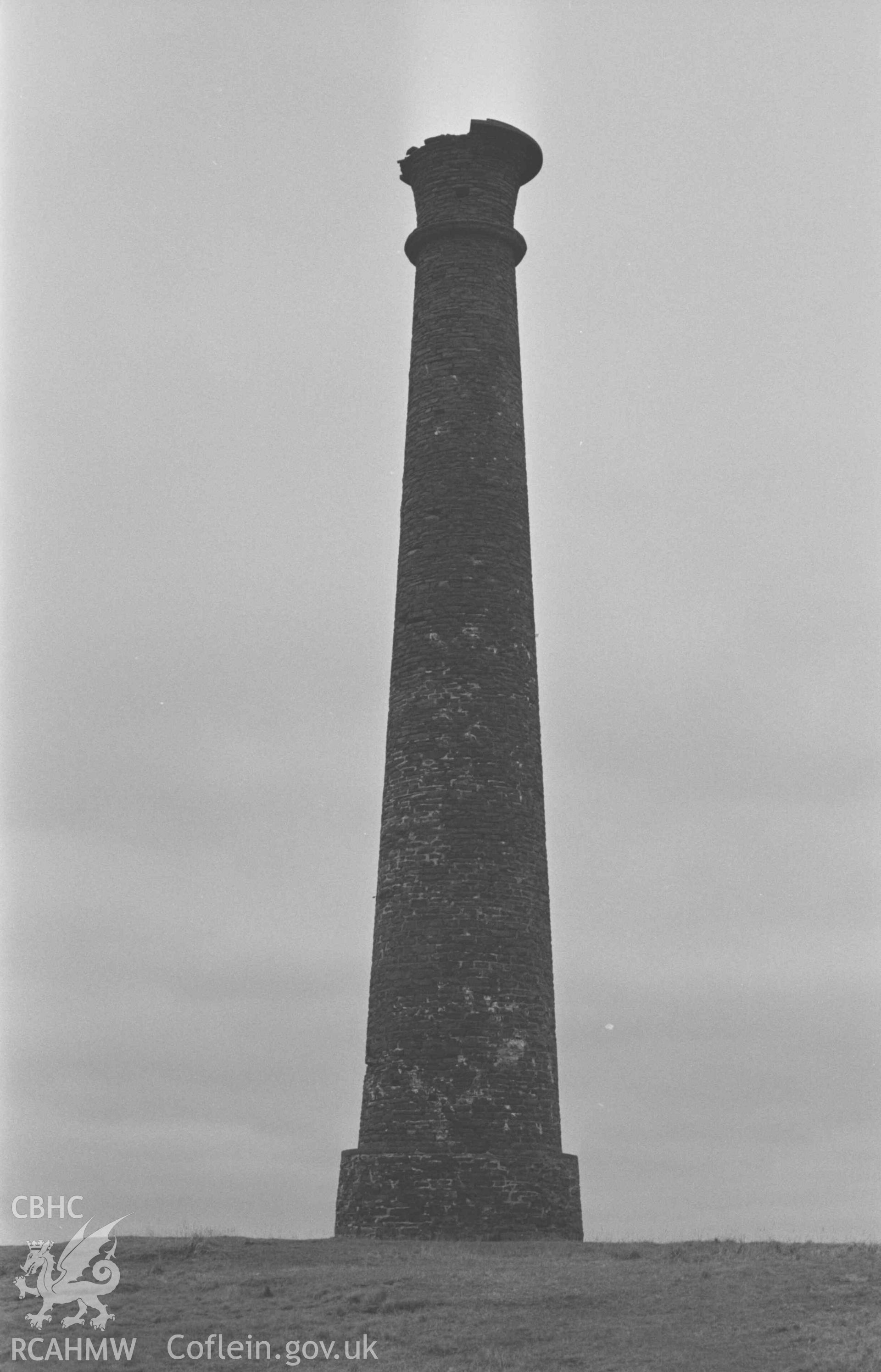 Digital copy of a black and white negative showing Wellington Monument on Pendinas, Aberystwyth. Photographed by Arthur Chater on 1 January 1969. Grid Reference SN 584 802.