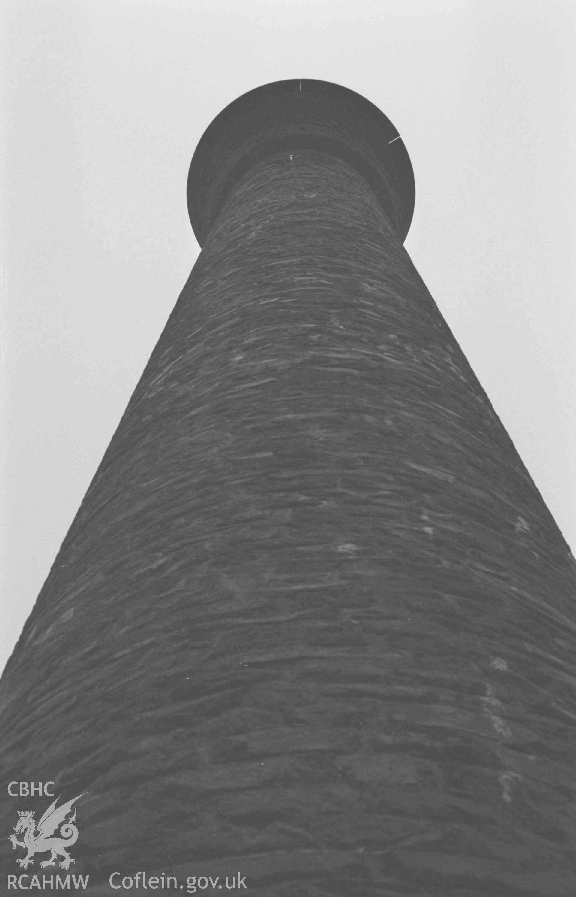 Digital copy of a black and white negative showing Wellington Monument on Pendinas, Aberystwyth. Photographed by Arthur Chater on 1 January 1969. Grid Reference SN 584 802.