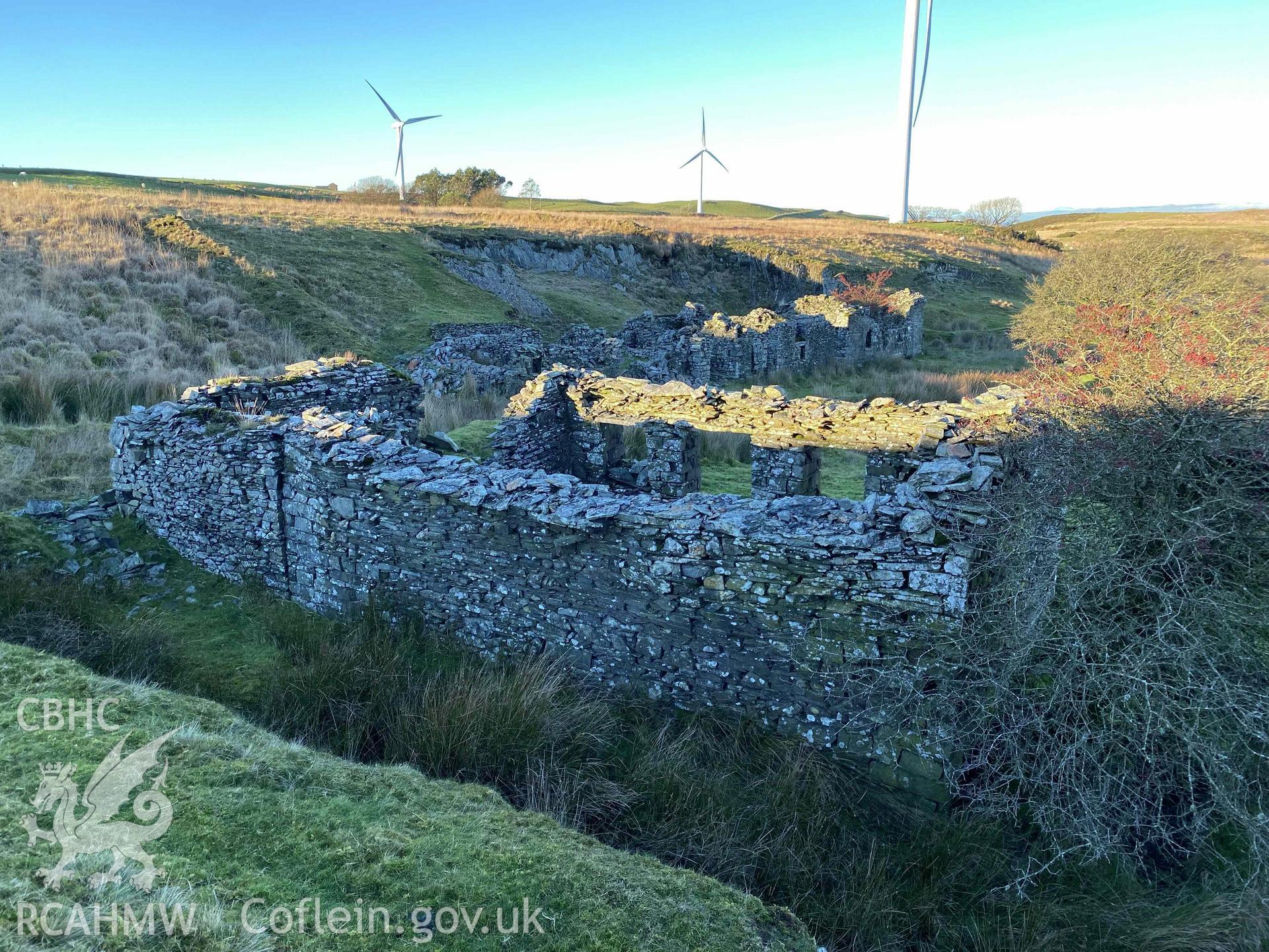 Digital colour photograph showing Blaen Wyre-isaf (second house in foreground).