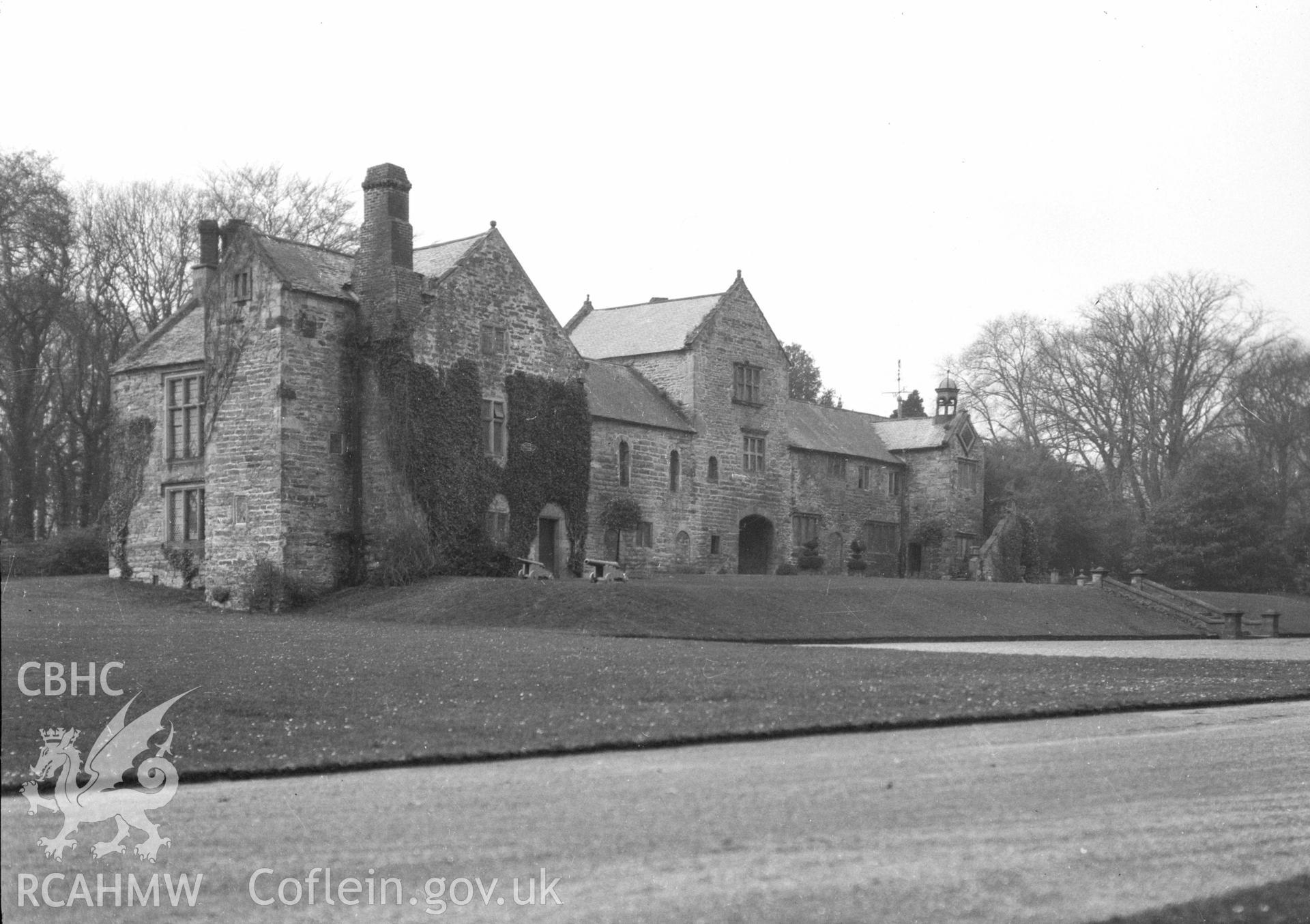 Digital copy of a nitrate negative showing Mostyn Hall.