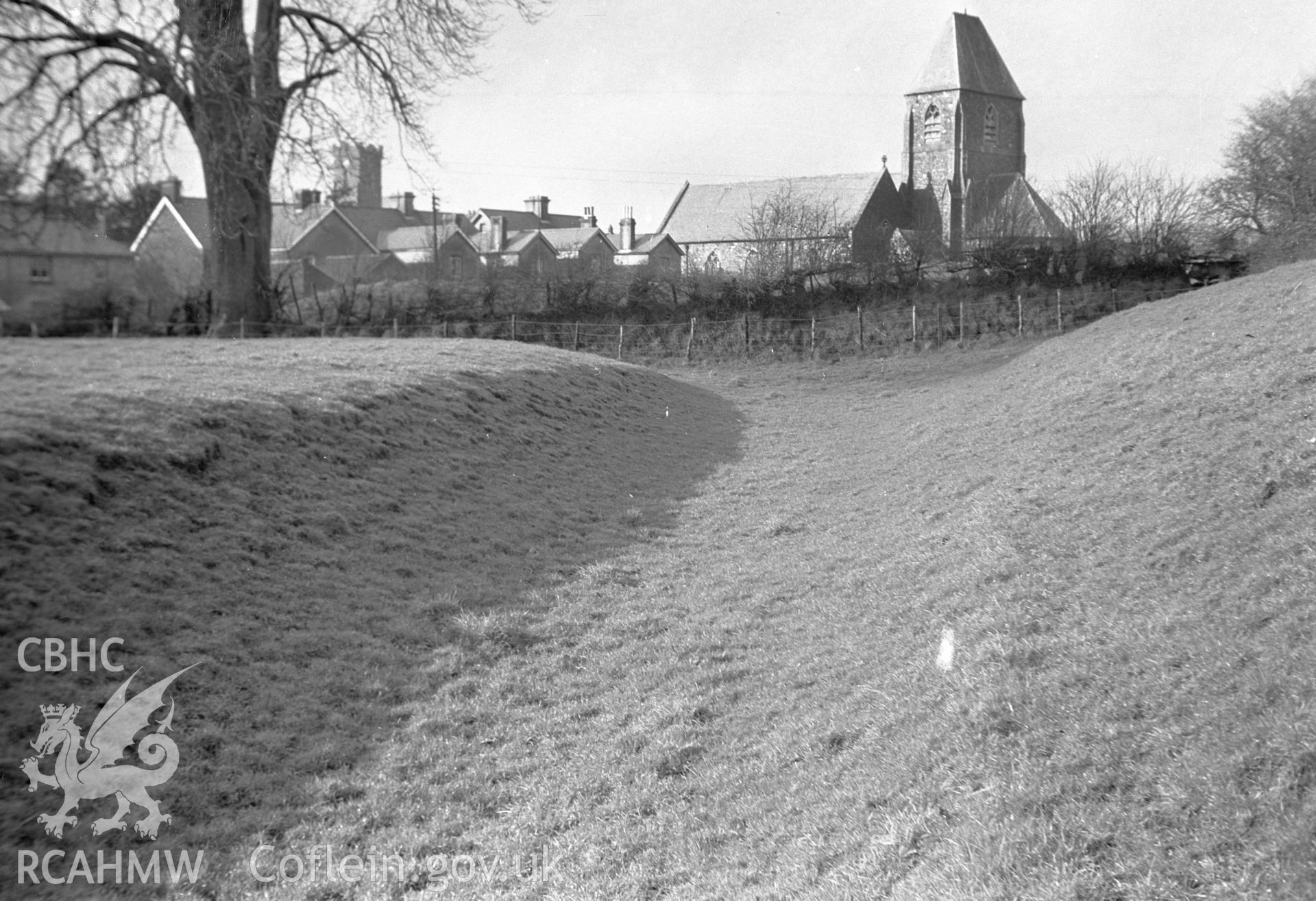 Digital copy of a nitrate negative showing Carmarthen Bulwarks.