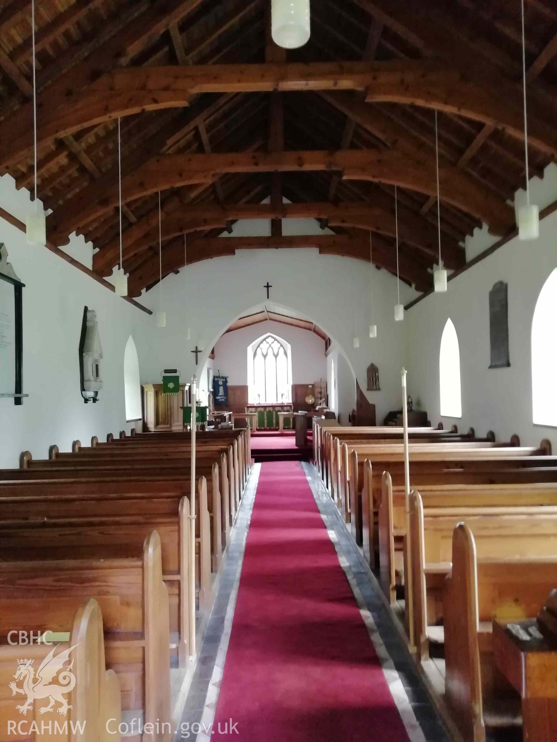 Digital colour photograph showing interior of St Tysilio's Church, near Cwmtydu.