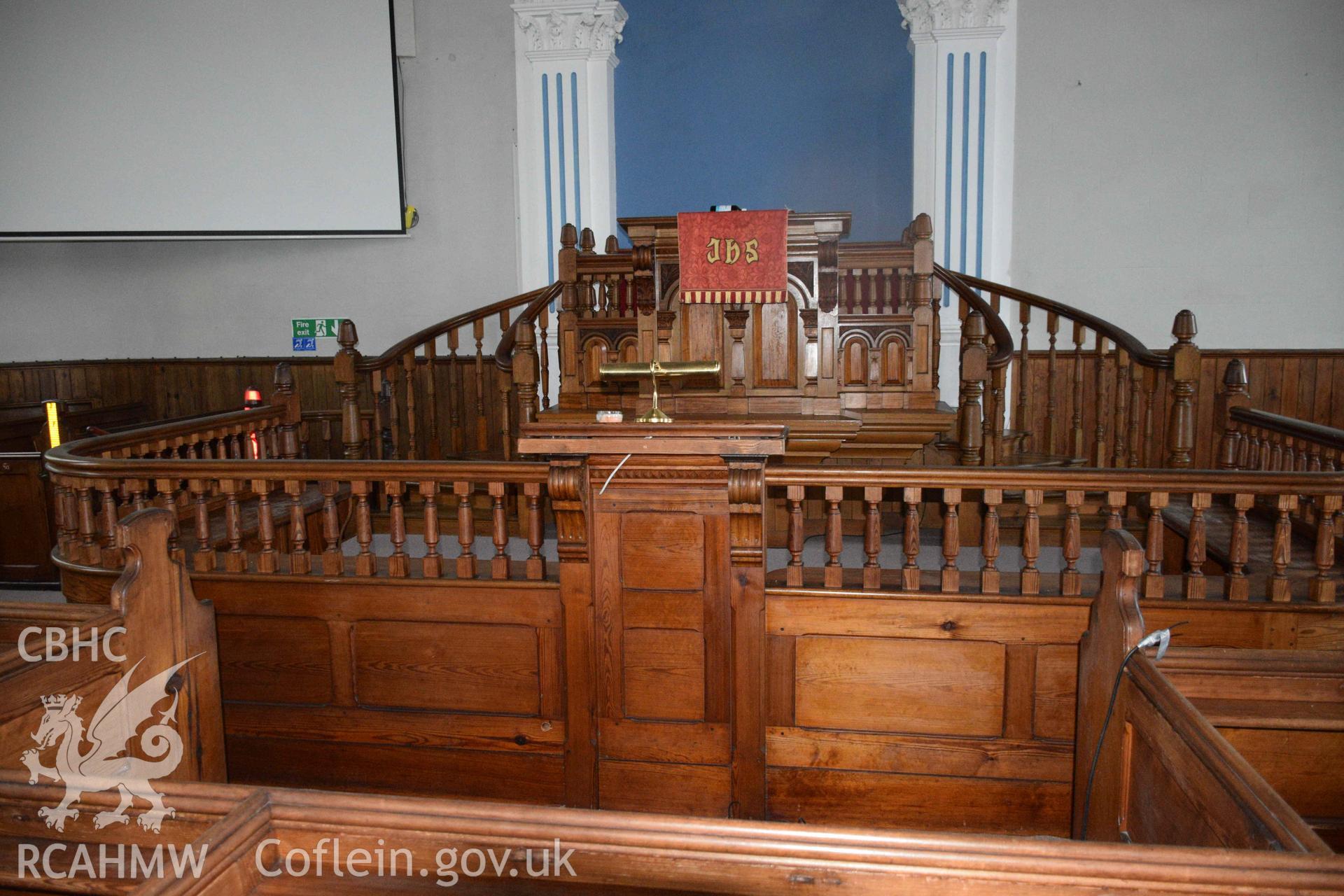 Photograph showing interior with set fawr at Capel Fron, Penrhyndeudraeth, received as a condition of planning permission granted, dated 16 March 2023.