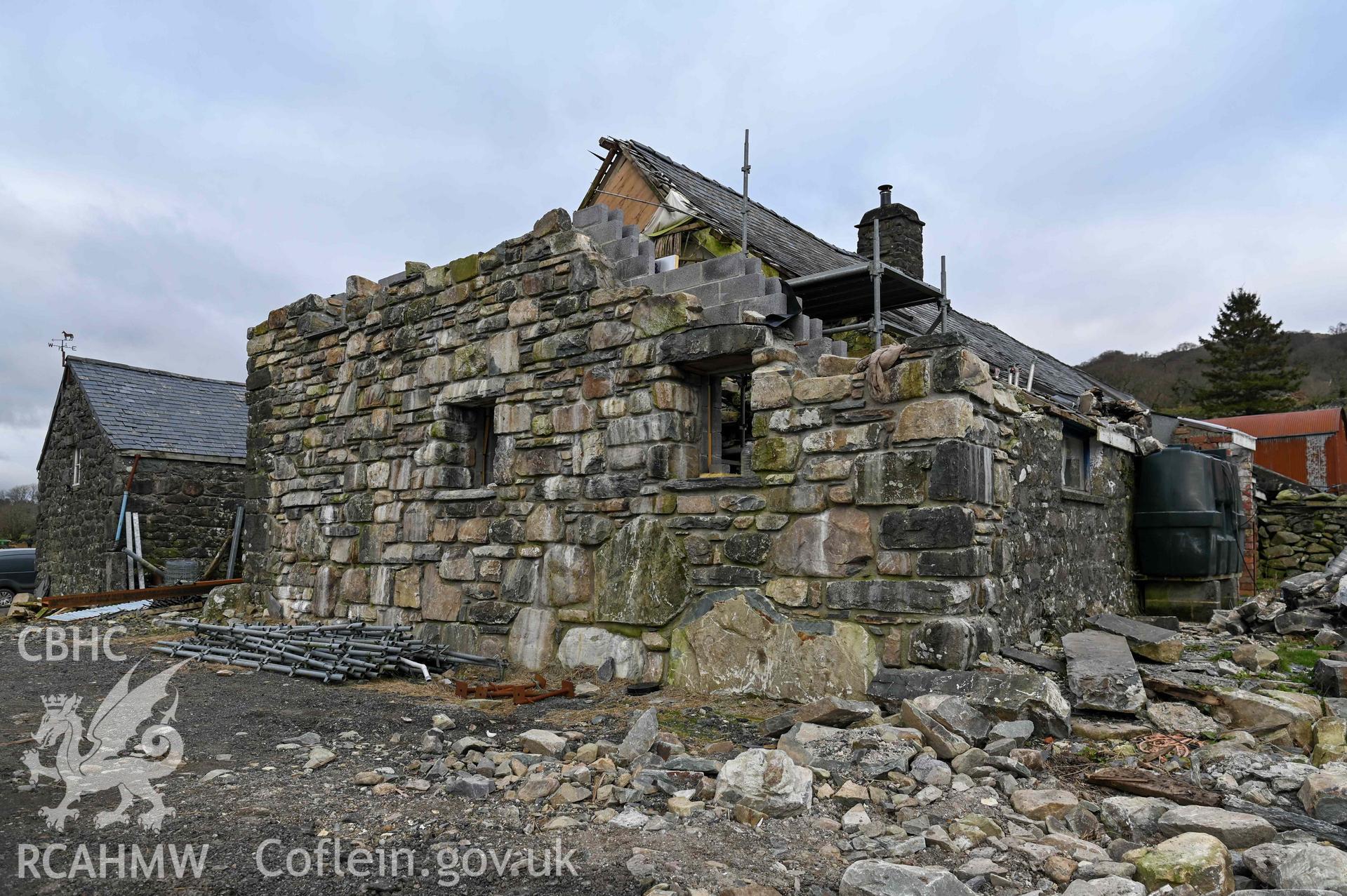 Tyddyn Mawr, exterior of farmhouse from the south-west.
