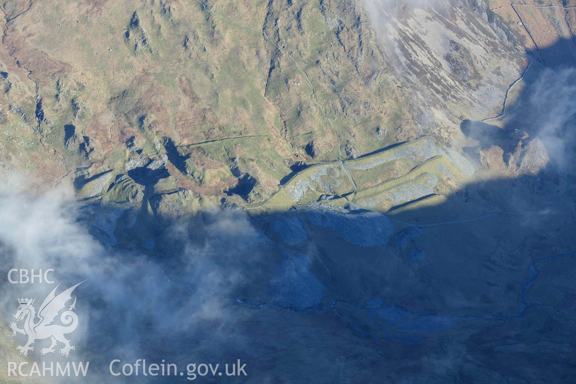 Oblique aerial photograph of Hafod y Llan/Snowdon Slate Quarry taken from the west during the Royal Commission