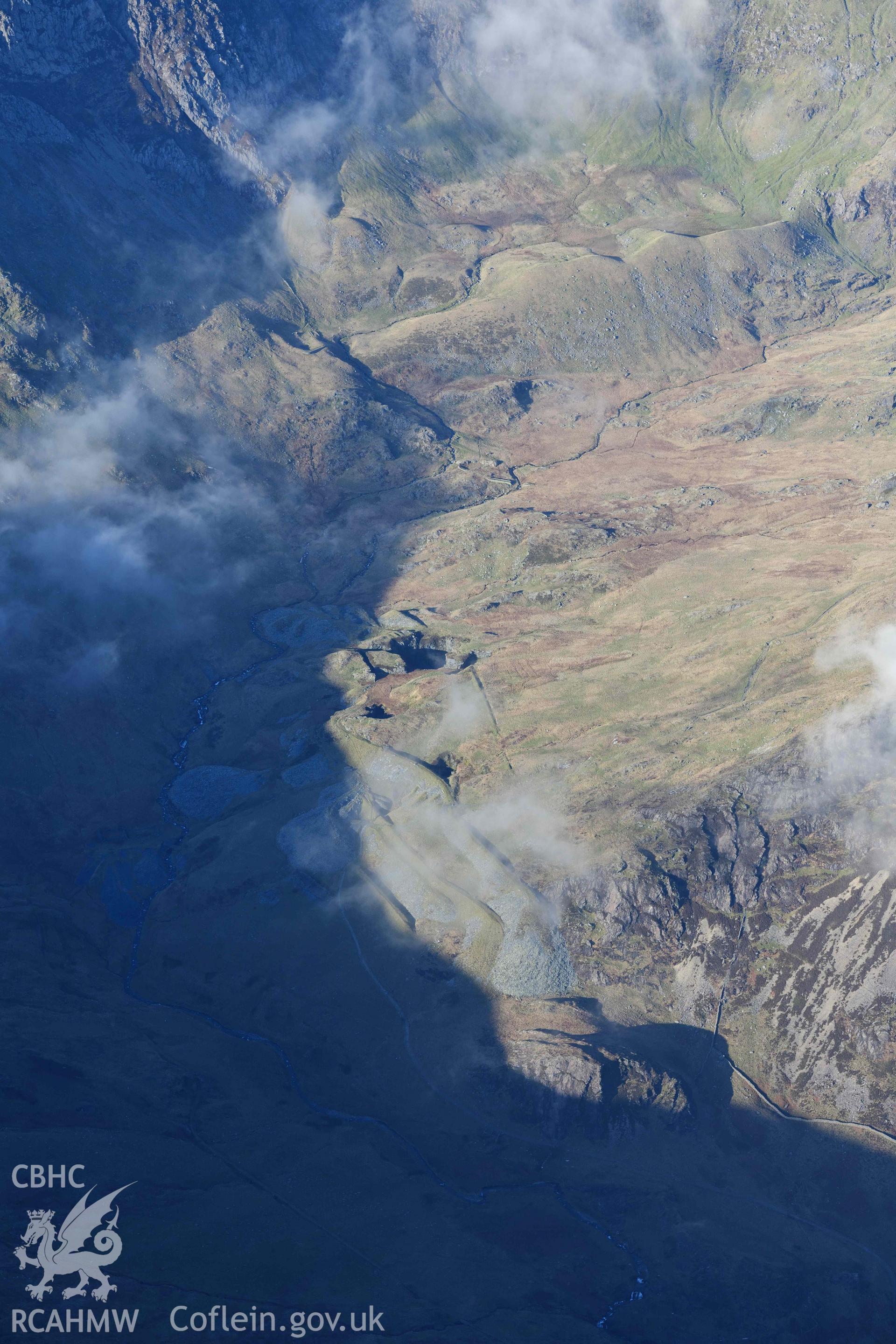 Oblique aerial photograph of Hafod y Llan/Snowdon Slate Quarry taken from the south east during the Royal Commission