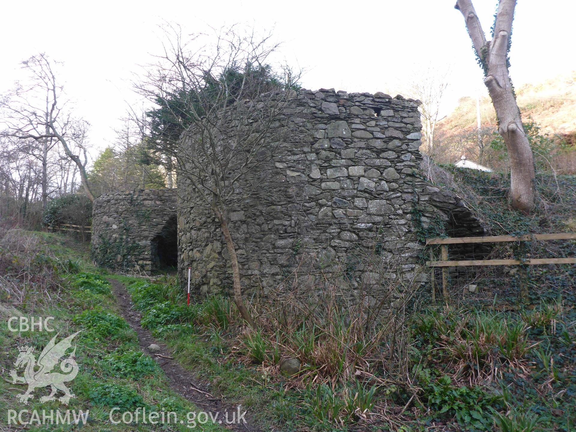Fishguard Lime Kiln 2 (front) and 1 (rear) viewed from the east. Scale is 1m.
