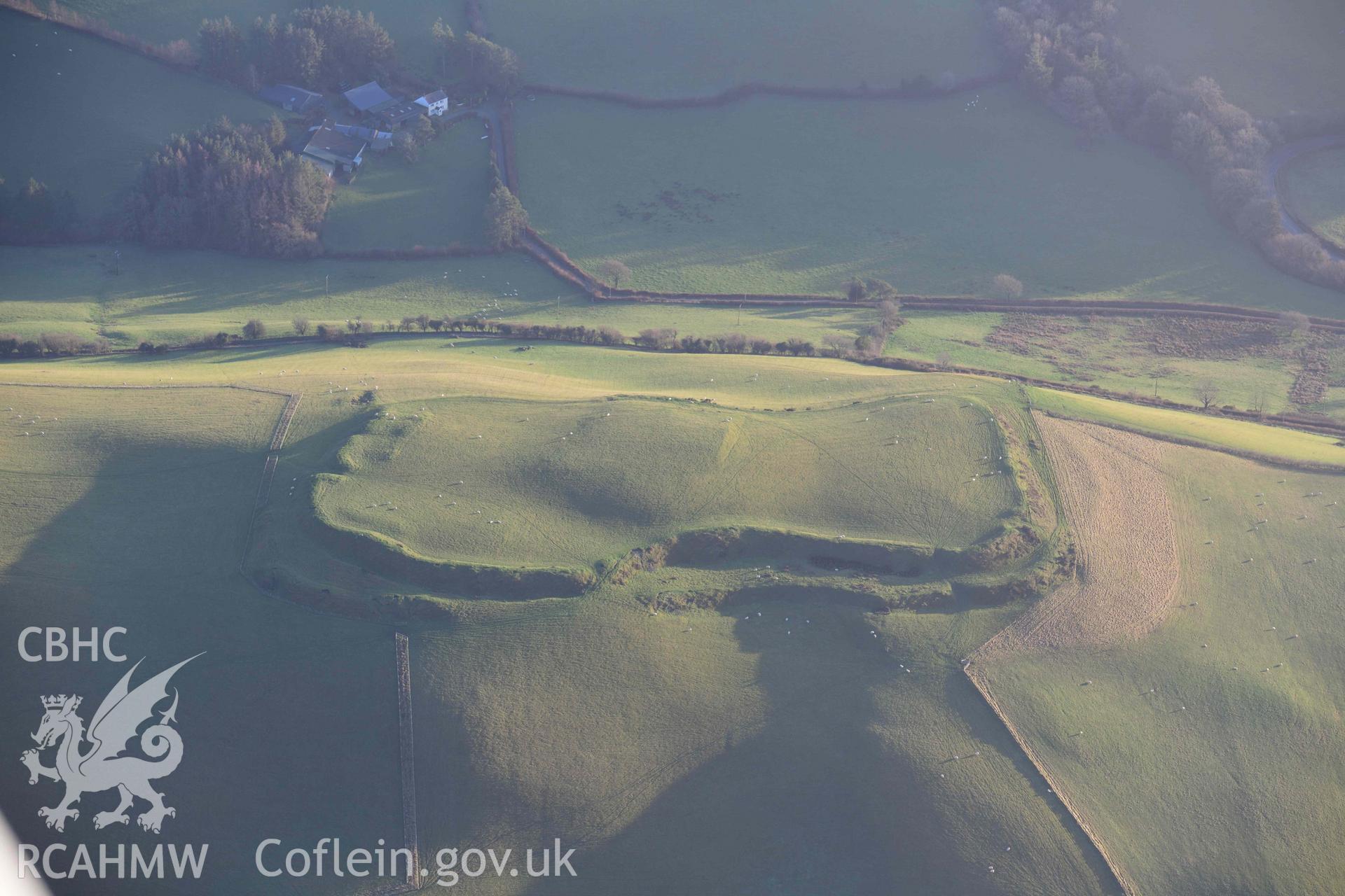 Oblique aerial photograph of Gaer Fawr taken during the Royal Commission