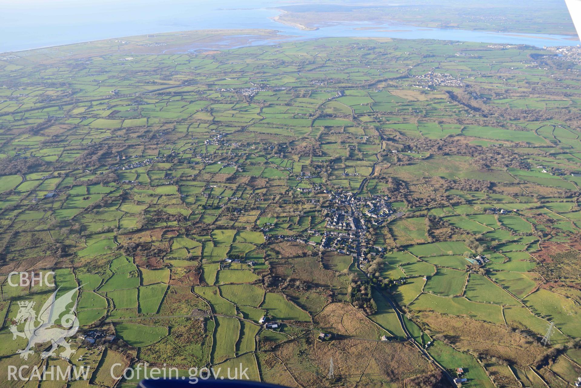 Oblique aerial photograph of Rhostryfan village taken during the Royal Commission
