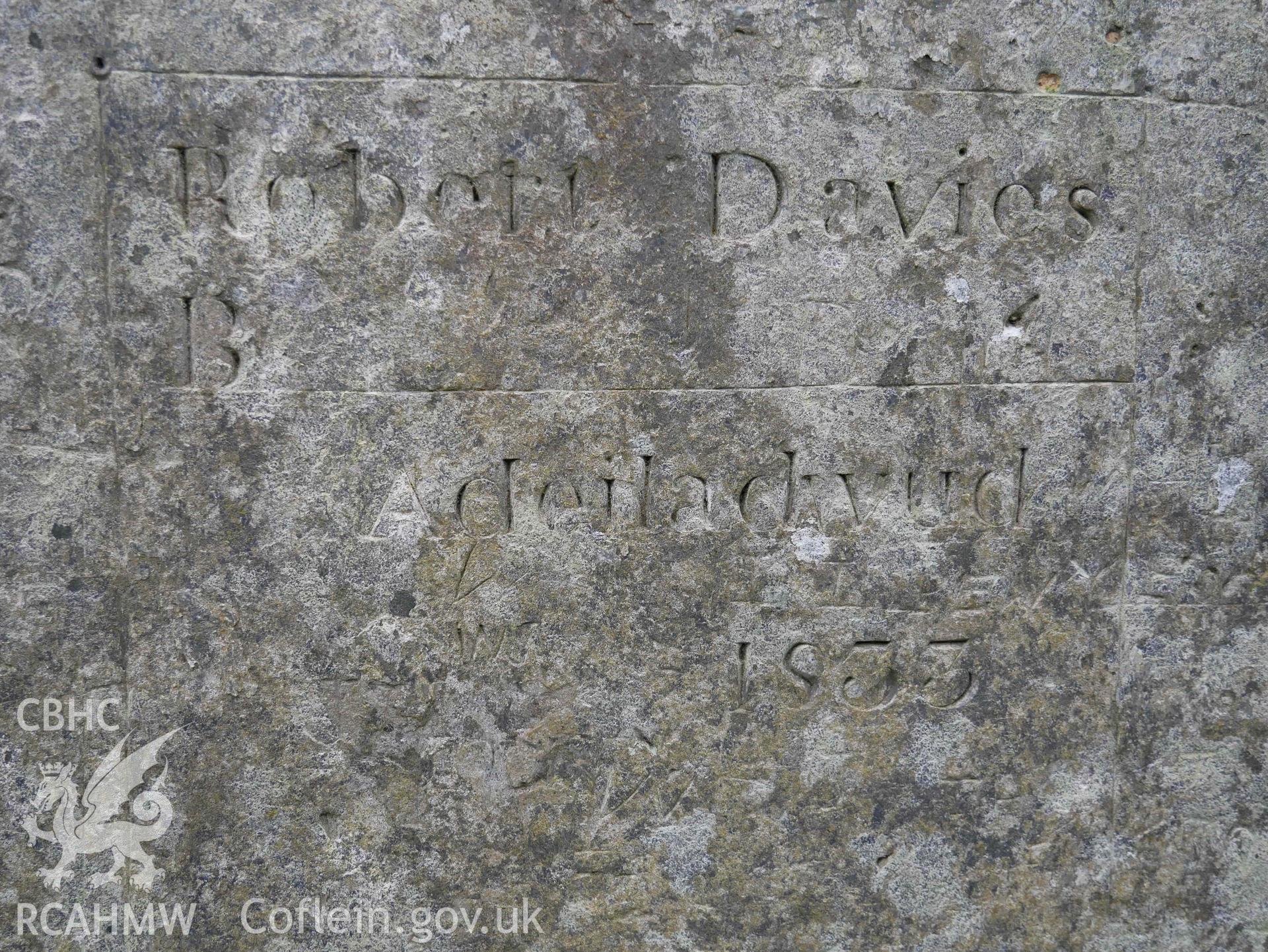 Photograph of date stone at Foel, Penmachno, received as a condition of planning permission granted, application reference:  NP4/29/510A, dated March 2023.