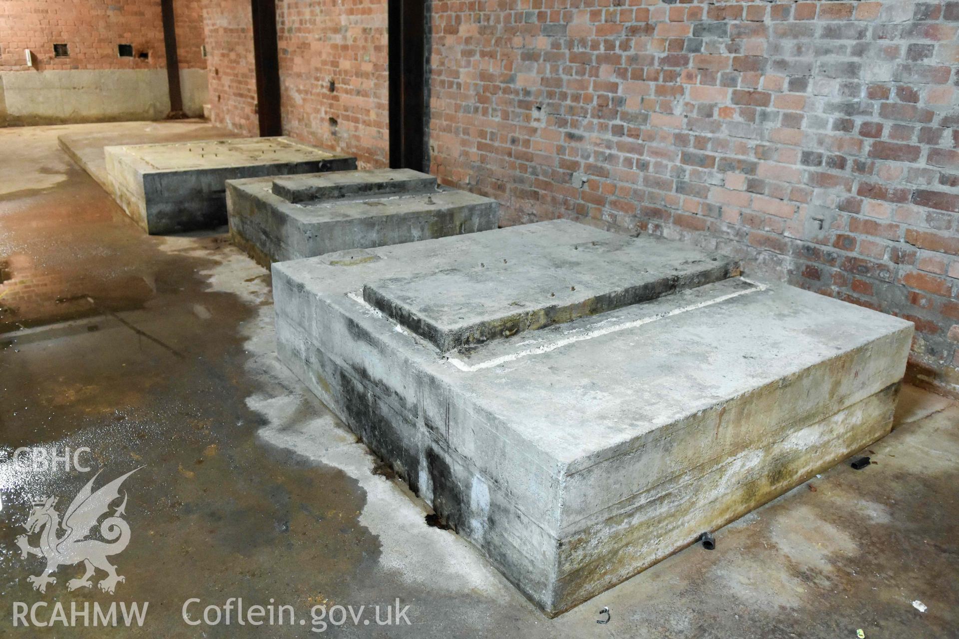 Basement room on south side of building, detail of concrete supporting block.