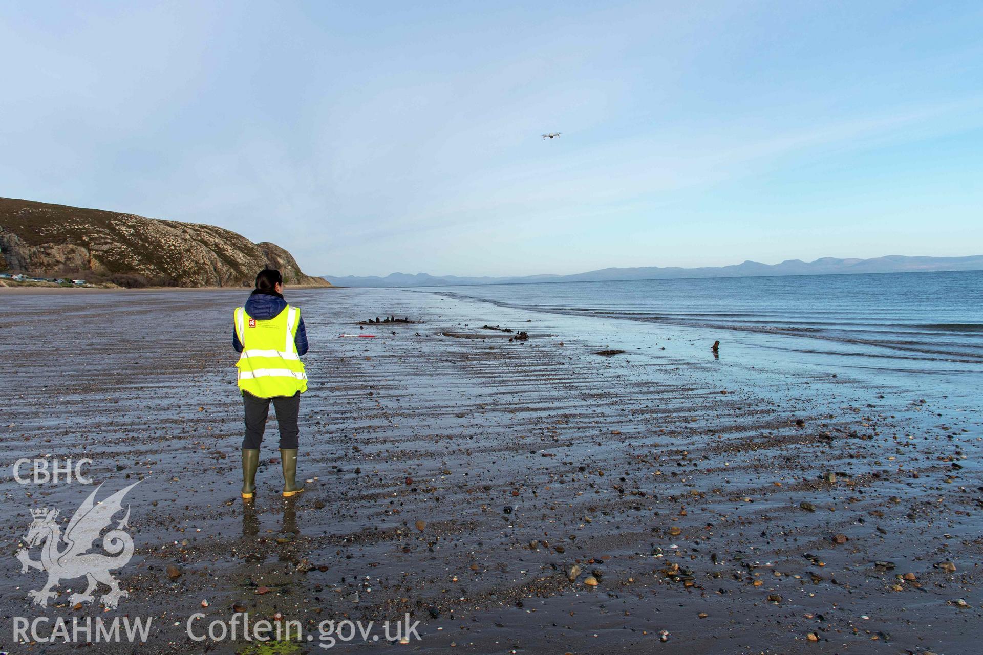 UAV survey being undertaken by RCAHMW on 23 February 2023.