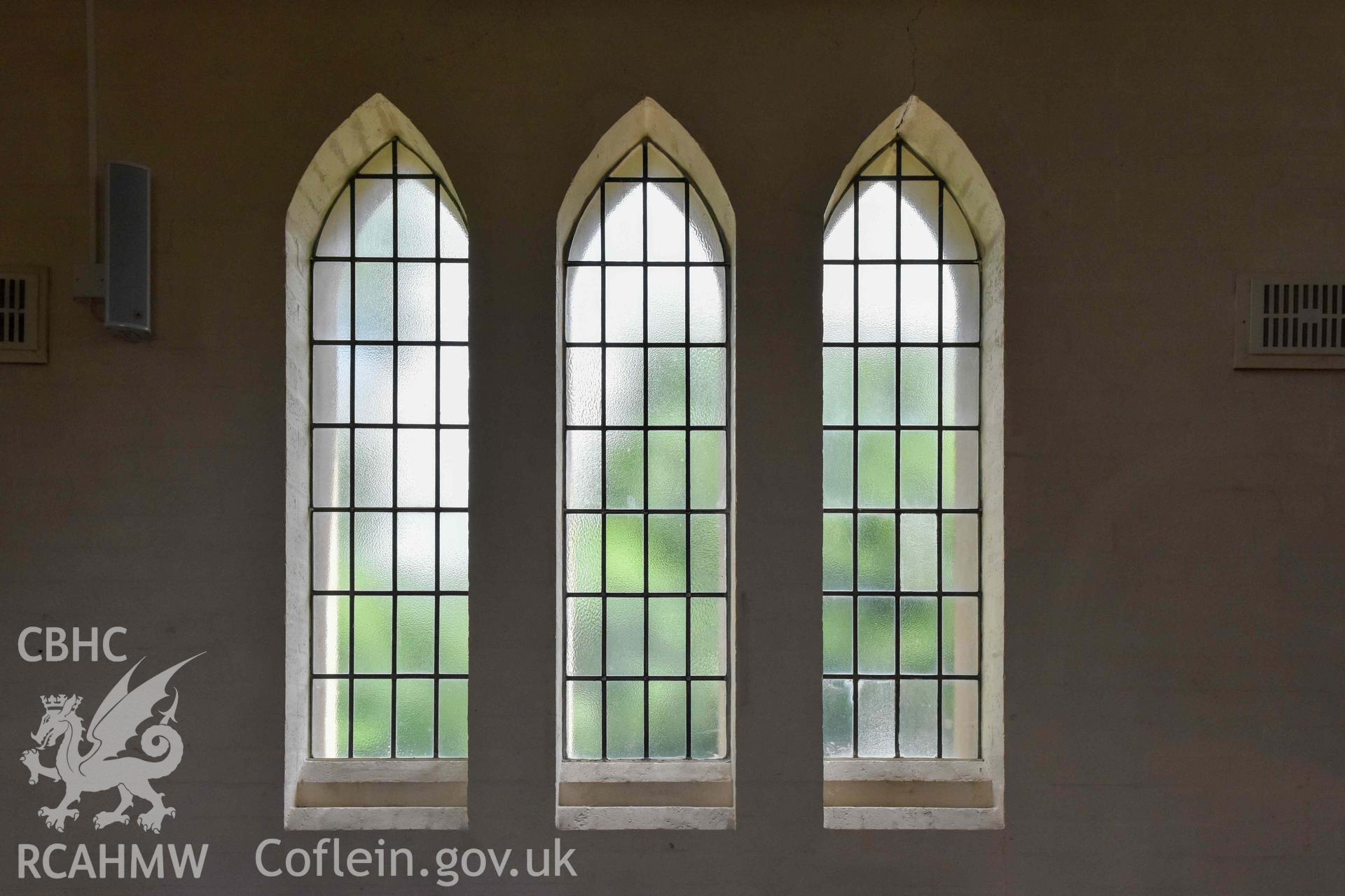 St Peter's Church, detail of nave window from interior.