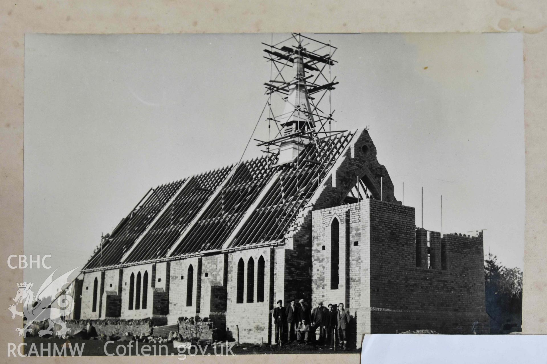 St Peter's Church, historic photograph of the church under construction.