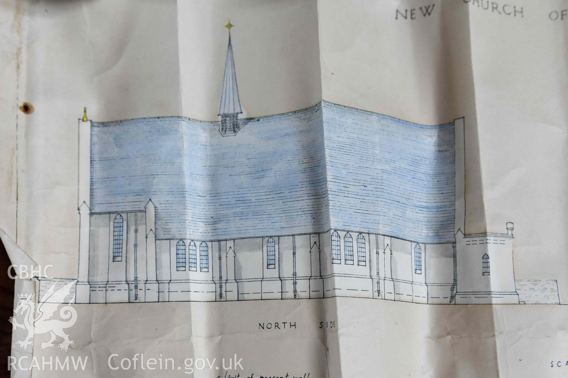 St Peter's Church, copy of architect's elevation drawing.