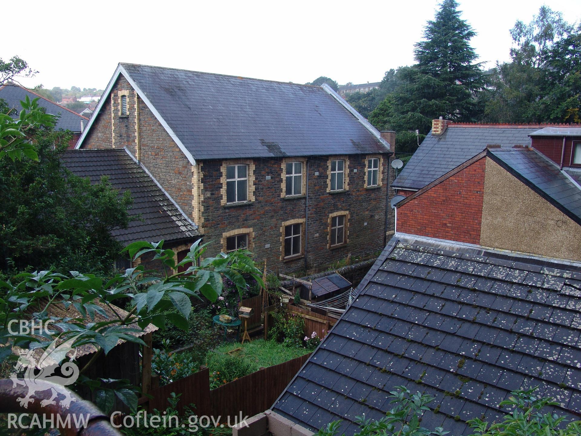 Photograph from a building recording survey: Zion Chapel, High Street, Newbridge, Gwent; general view of chapel from the south east. Carried out by A. P. A. C. Ltd. in September 2008.