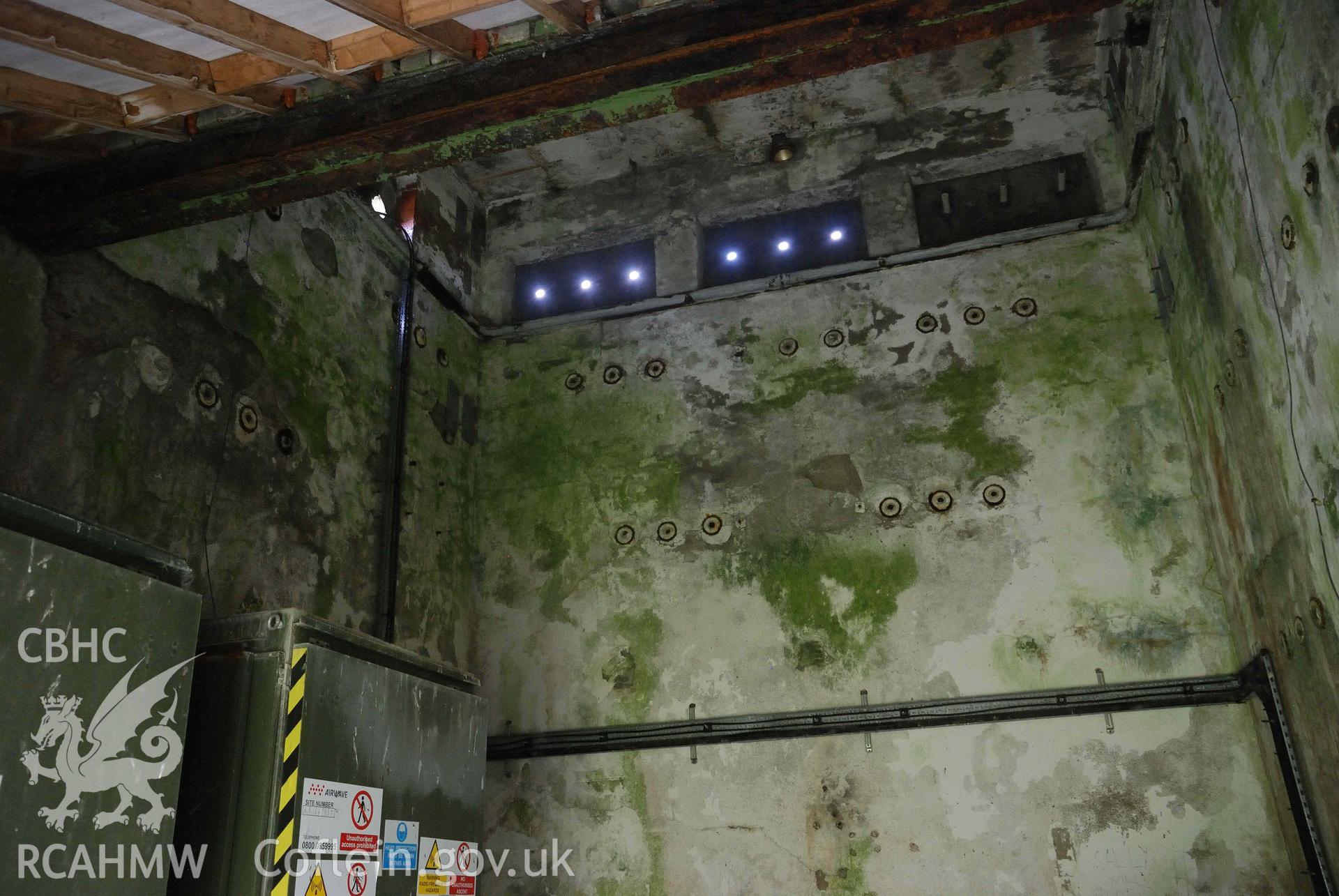 Digital photograph showing interior view of the electrical transmission switching house, Llanberis. Taken in May 2023 by John Rowlands.