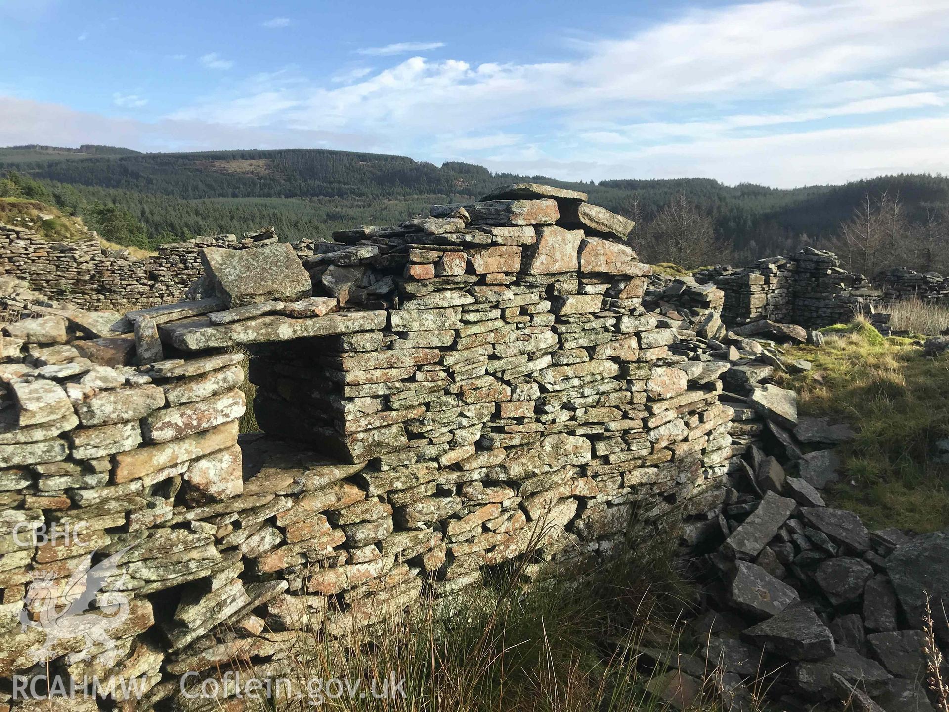 Digital photograph showing detail of window space in wall of cowshed at Ton Mawr, produced by Paul Davis in 2020