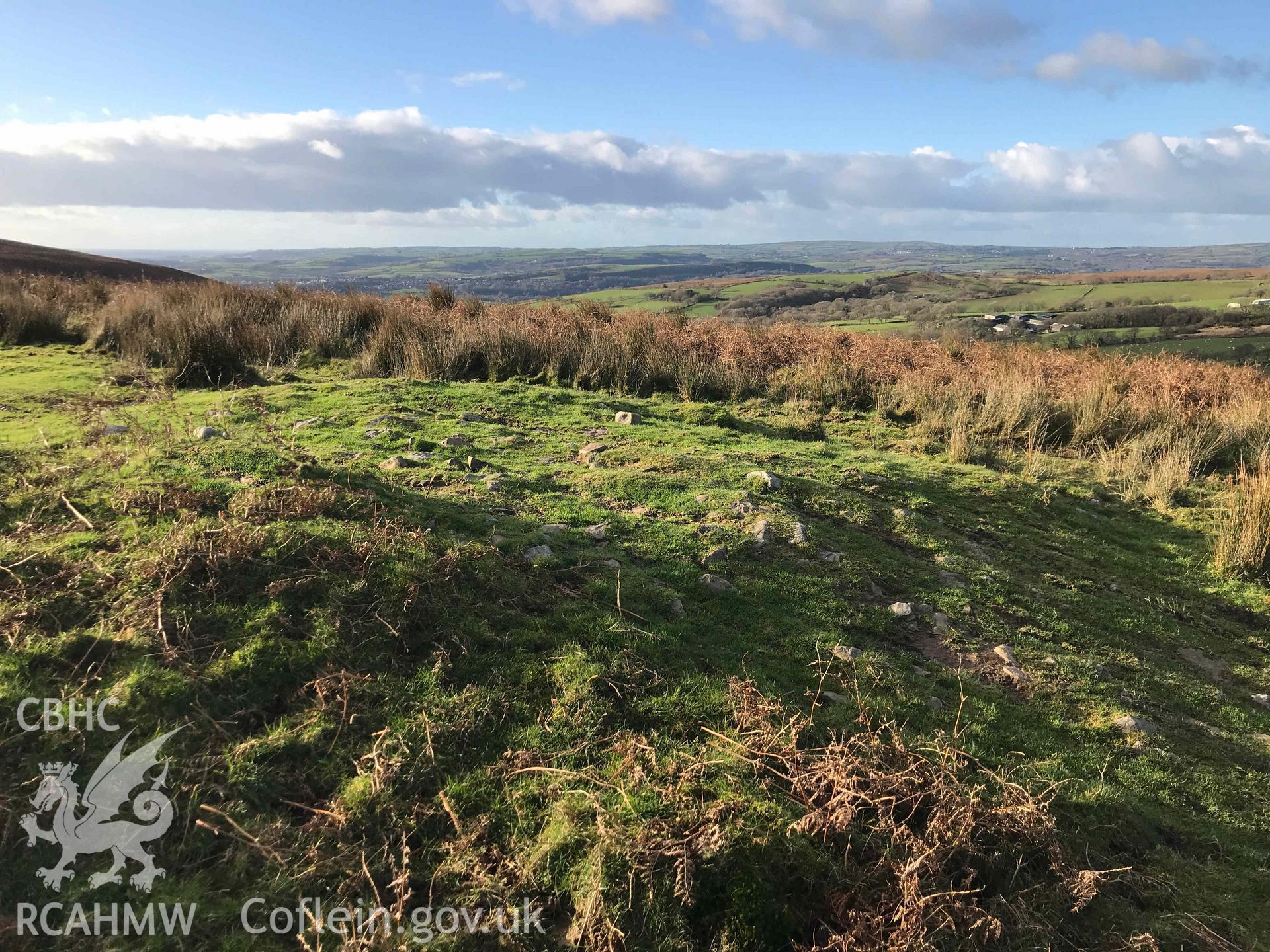 Digital photograph of Twyn Tyle round cairn. Produced by Paul Davis in 2020