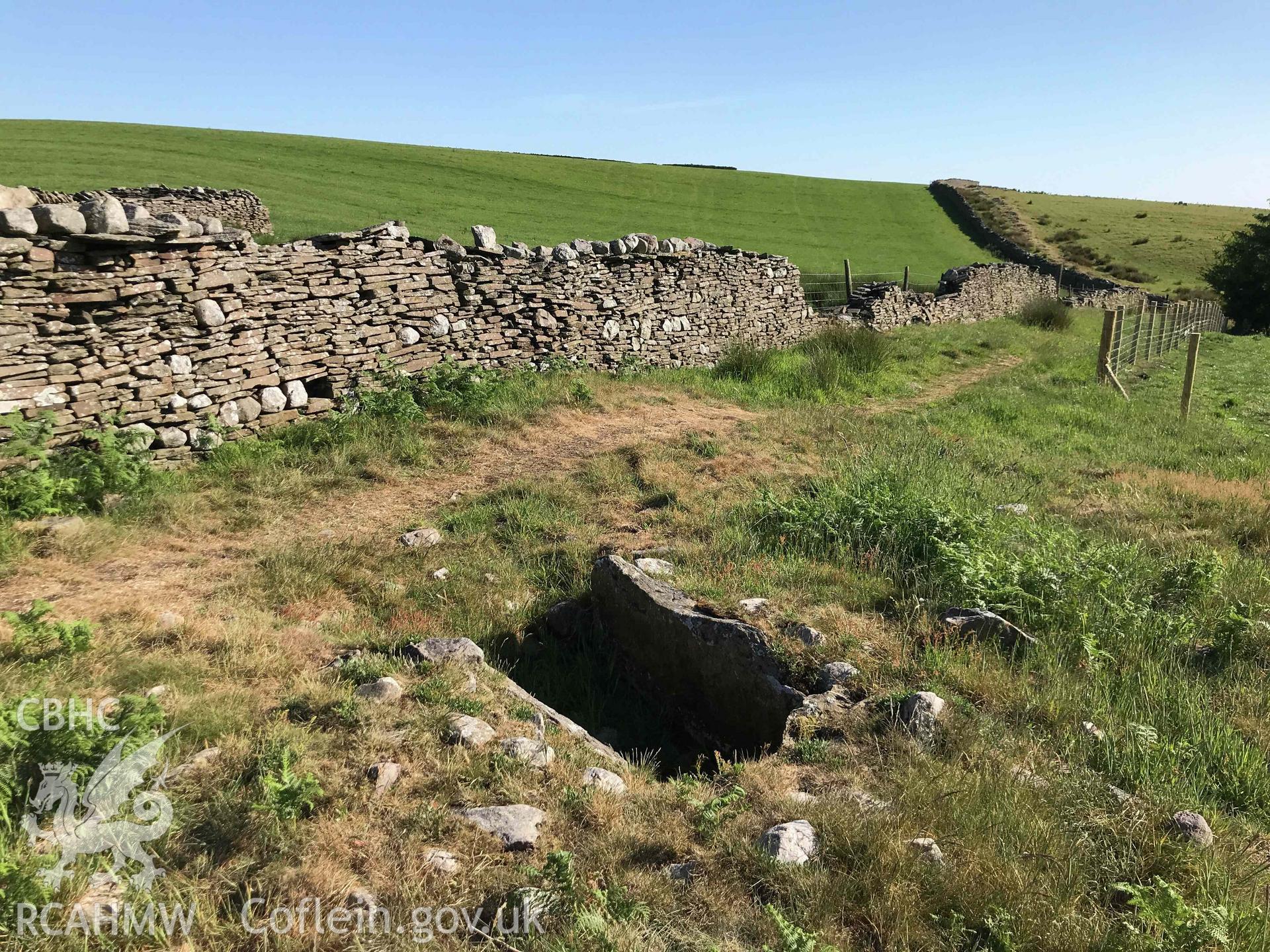 Digital photograph of Mynydd Drumau platform cairn, produced by Paul Davis in 2020