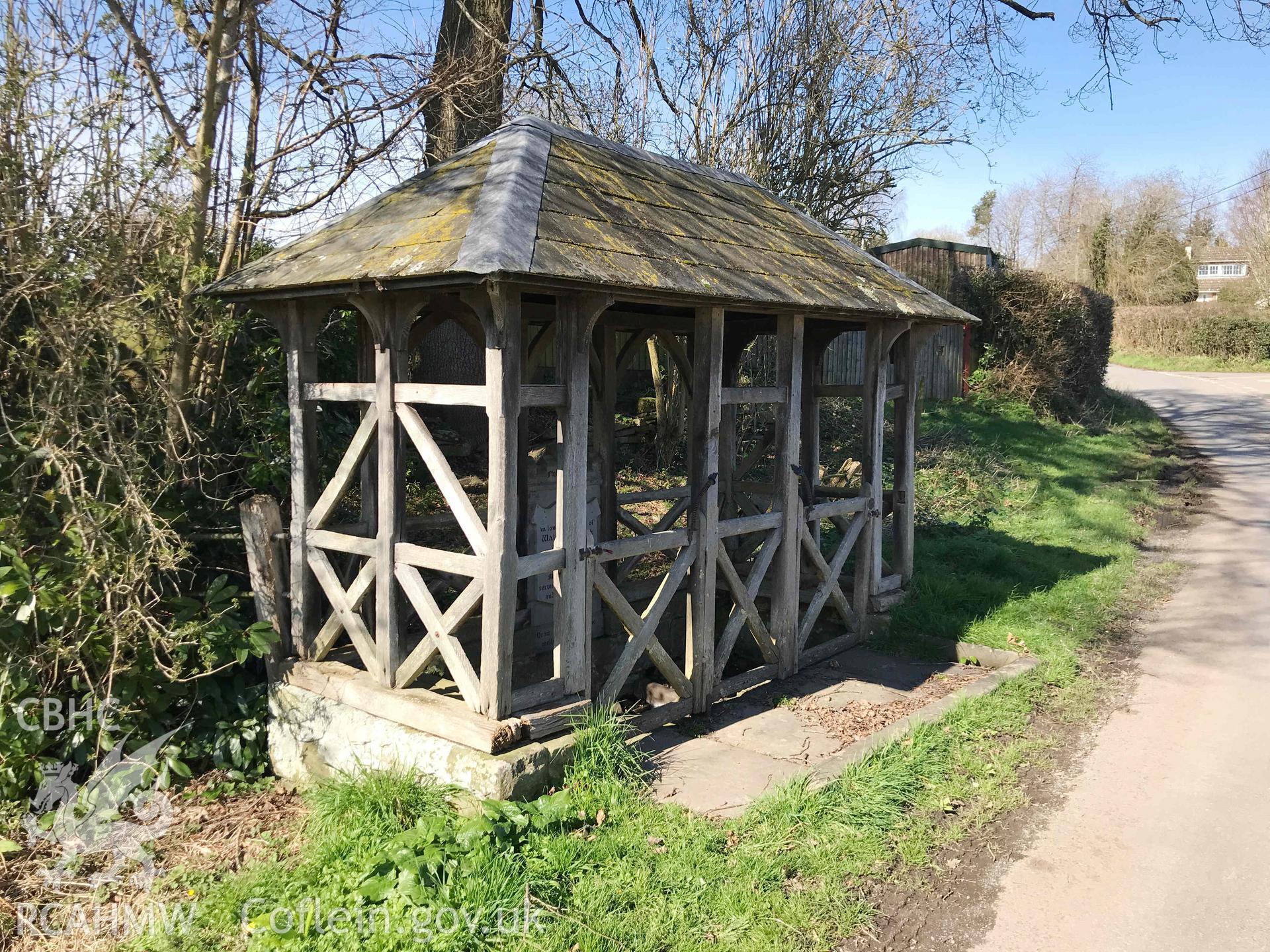 Digital photograph showing side view of Ffynnon Gynidr well. Produced by Paul Davis in 2020