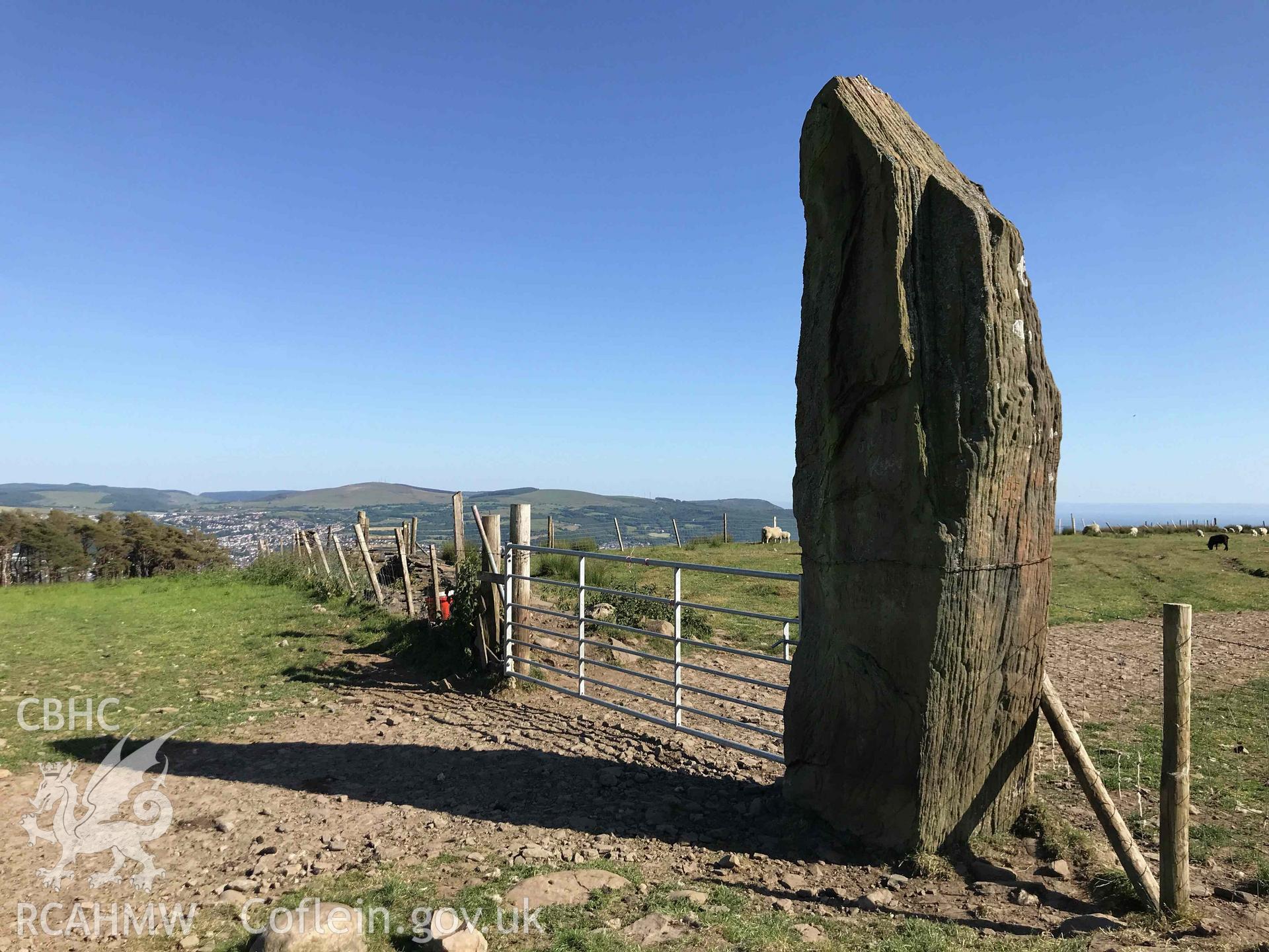 Digital photograph of Carn Bica standing stone, produced by Paul Davis in 2020