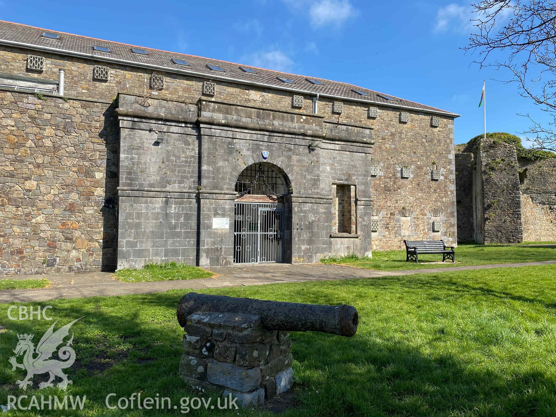 Digital photograph showing entrance to Haverfordwest prison. Produced by Paul Davis in 2020