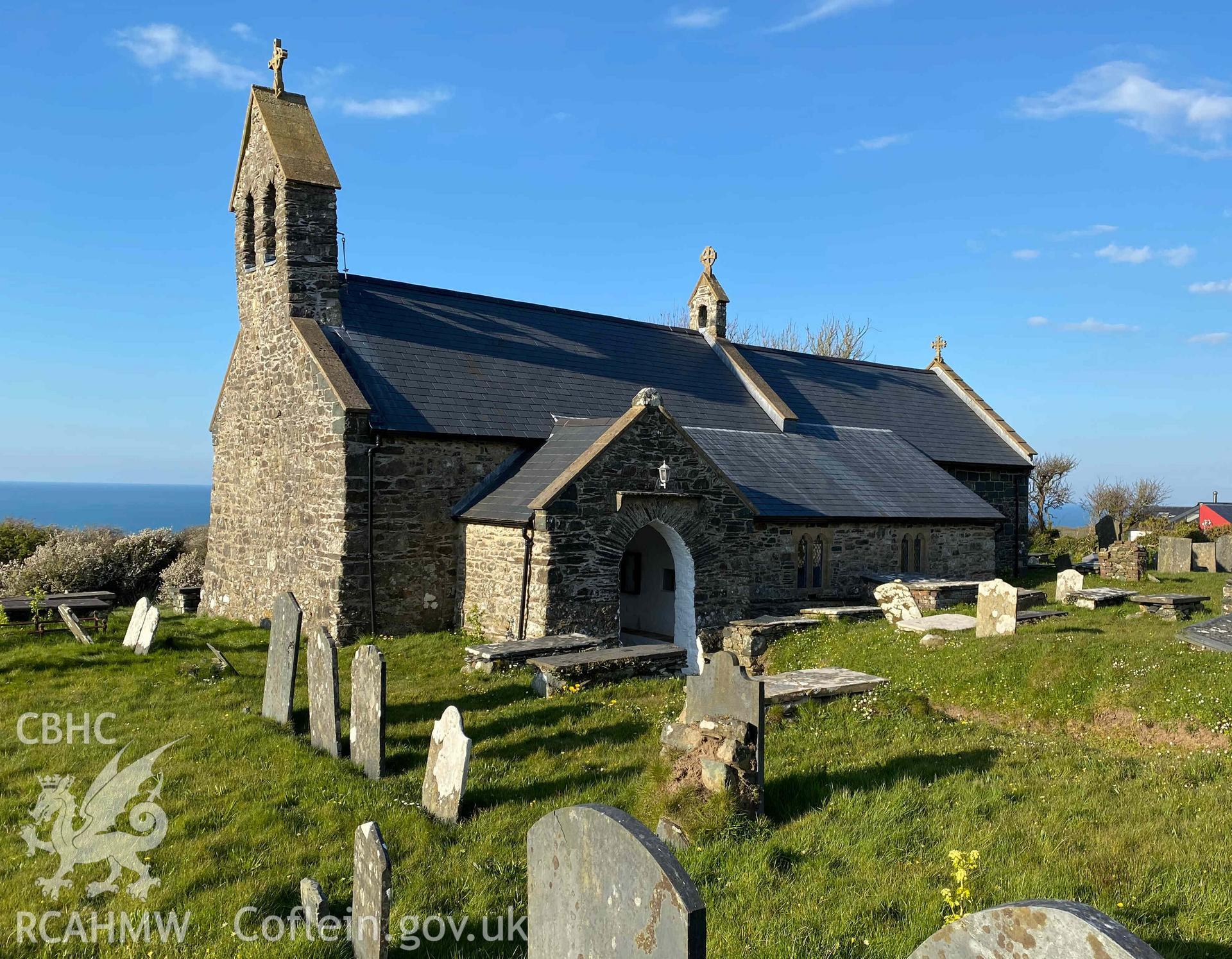 Digital photograph of St Gwyndaf's Church, Llanwnda, produced by Paul Davis in 2020