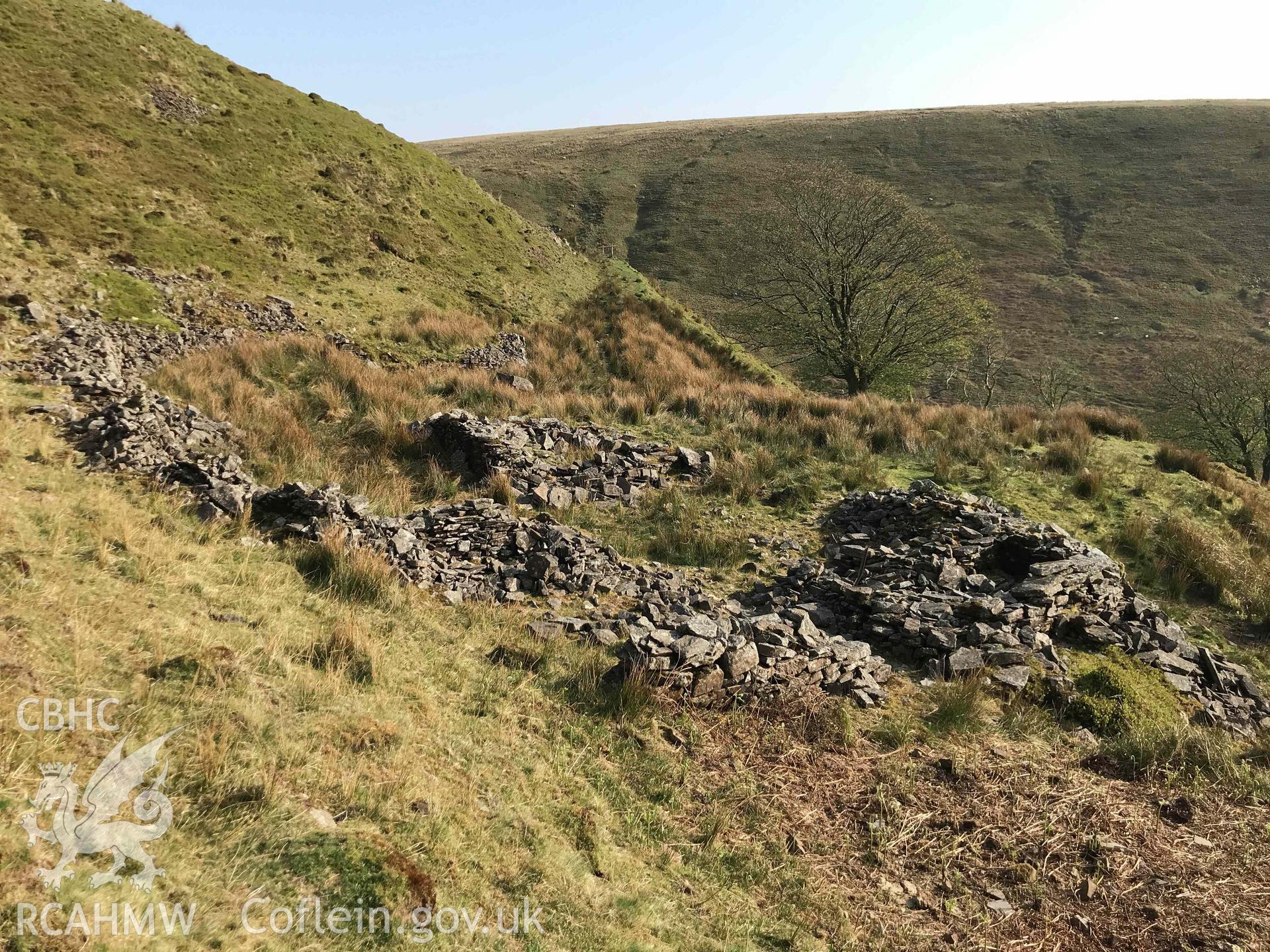 Digital photograph of buildings associated with Fforchwen cottages, Garw Valley, produced by Paul Davis in 2020