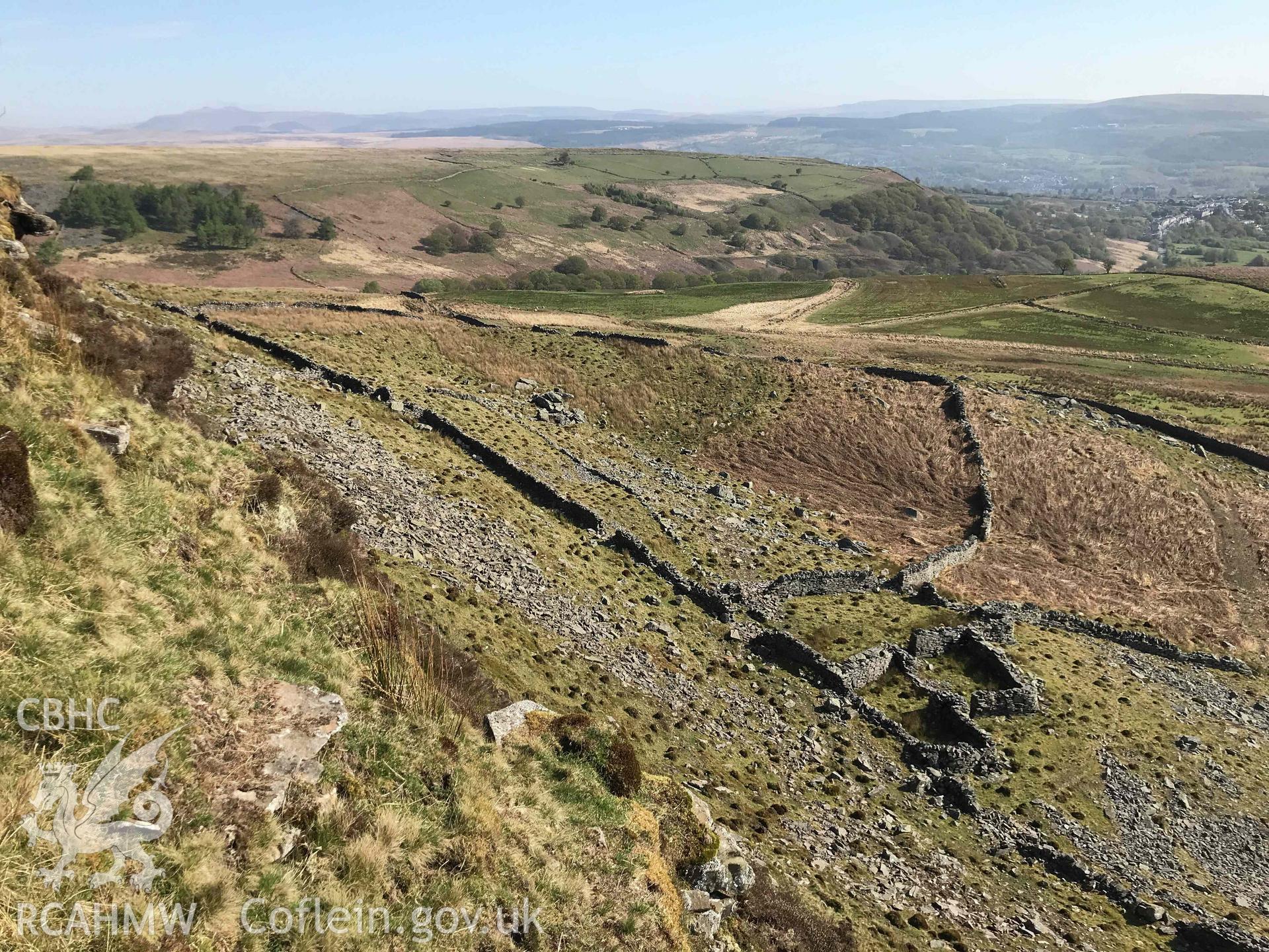 Digital photograph showing general view of Craig yr Ysgol sheepfold, produced by Paul Davis in 2020