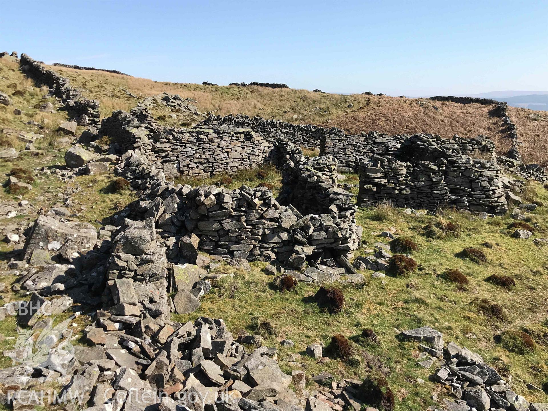 Digital photograph showing detailed view of Craig yr Ysgol sheepfold, produced by Paul Davis in 2020