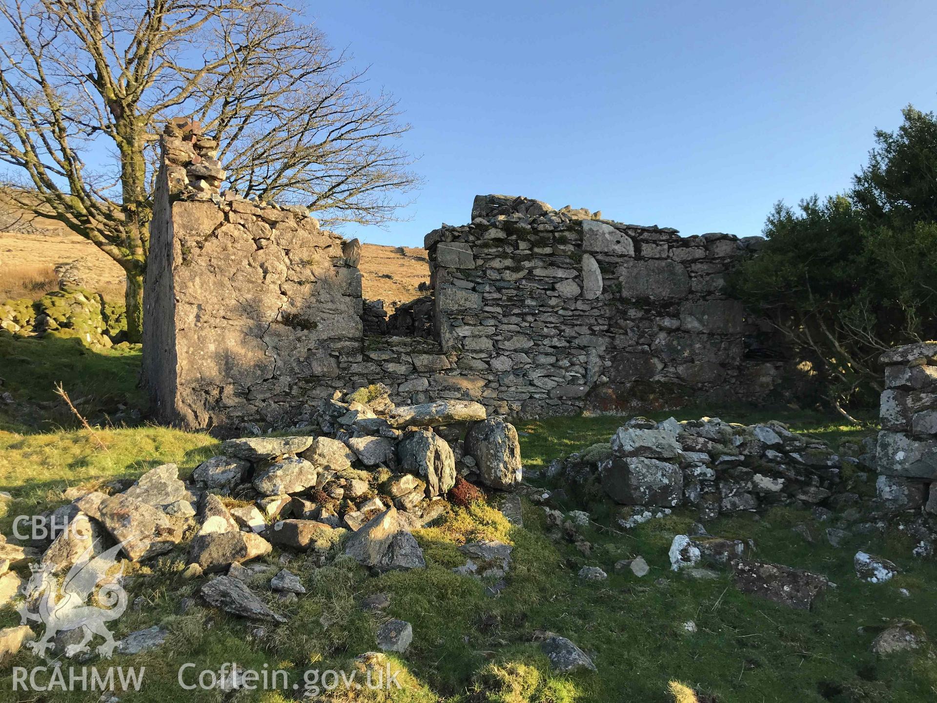 Digital photograph of Tan-Elidir, a cottage at Dinorwig deserted settlement, produced by Paul Davis in 2020