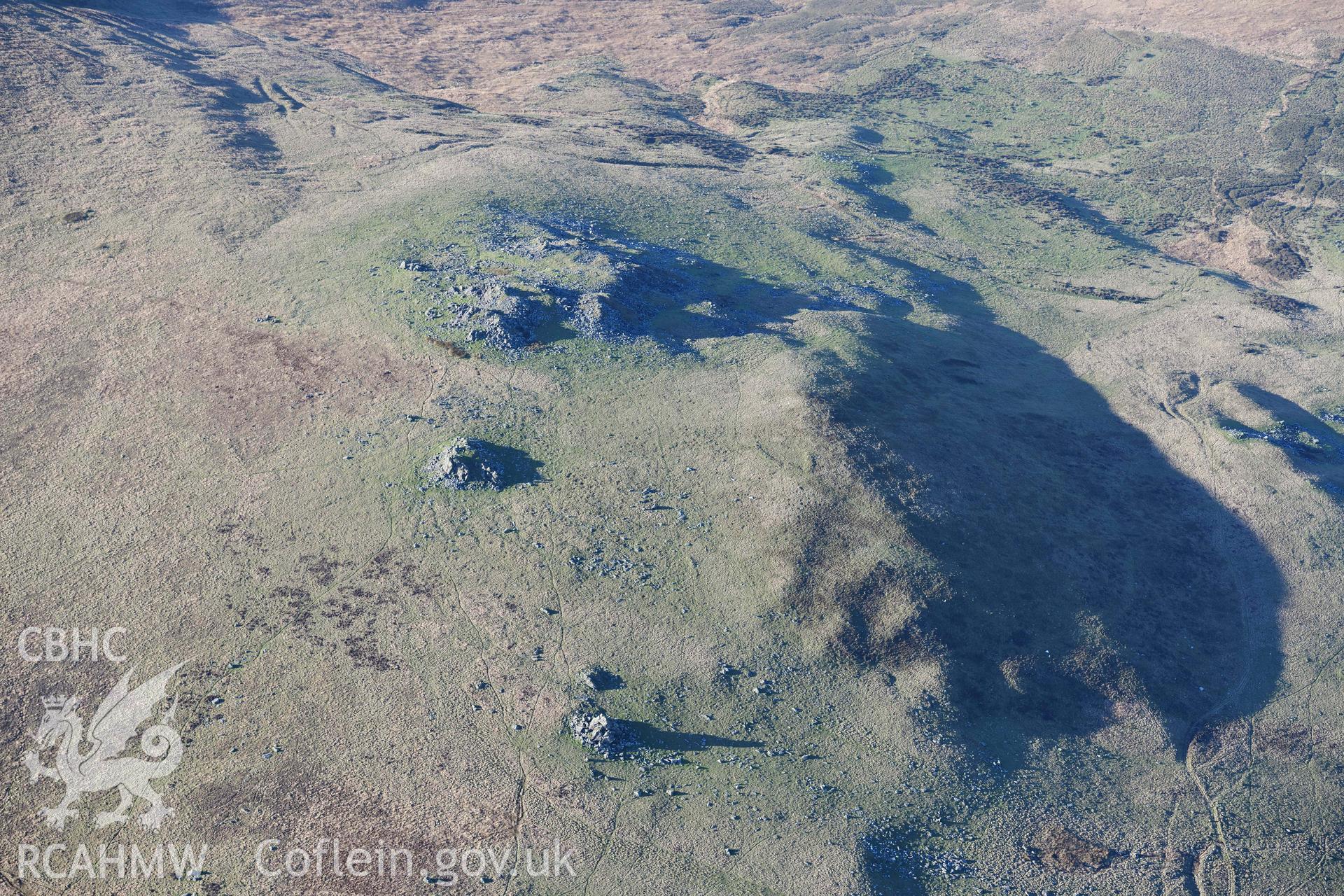 Oblique aerial photograph of Carn Breseb taken from the east during the Royal Commission’s programme of archaeological aerial reconnaissance by Toby Driver on 17th January 2022