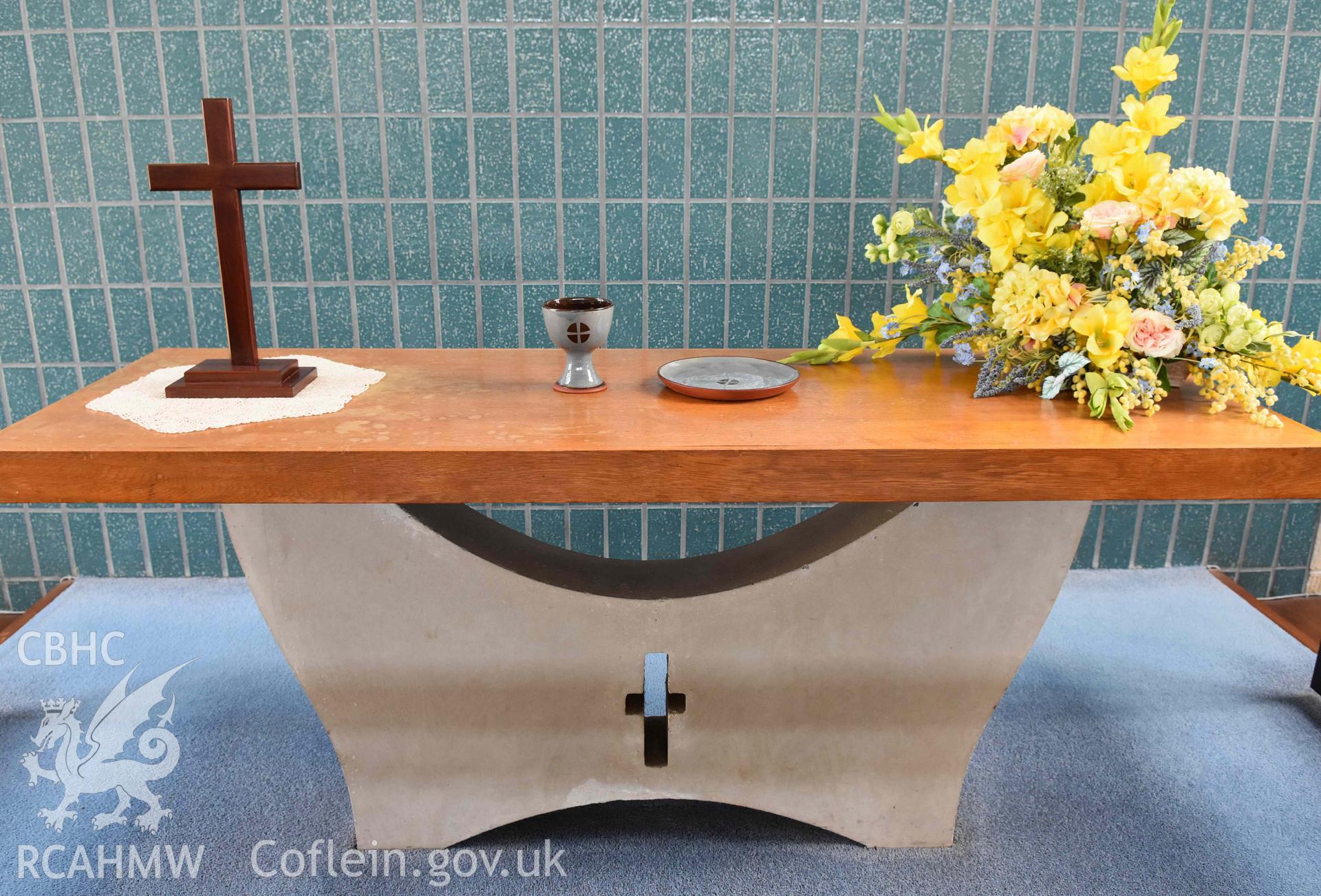 Communion table - part of a photographic survey of St David's Methodist Chapel, Barry, carried out in July 2021.