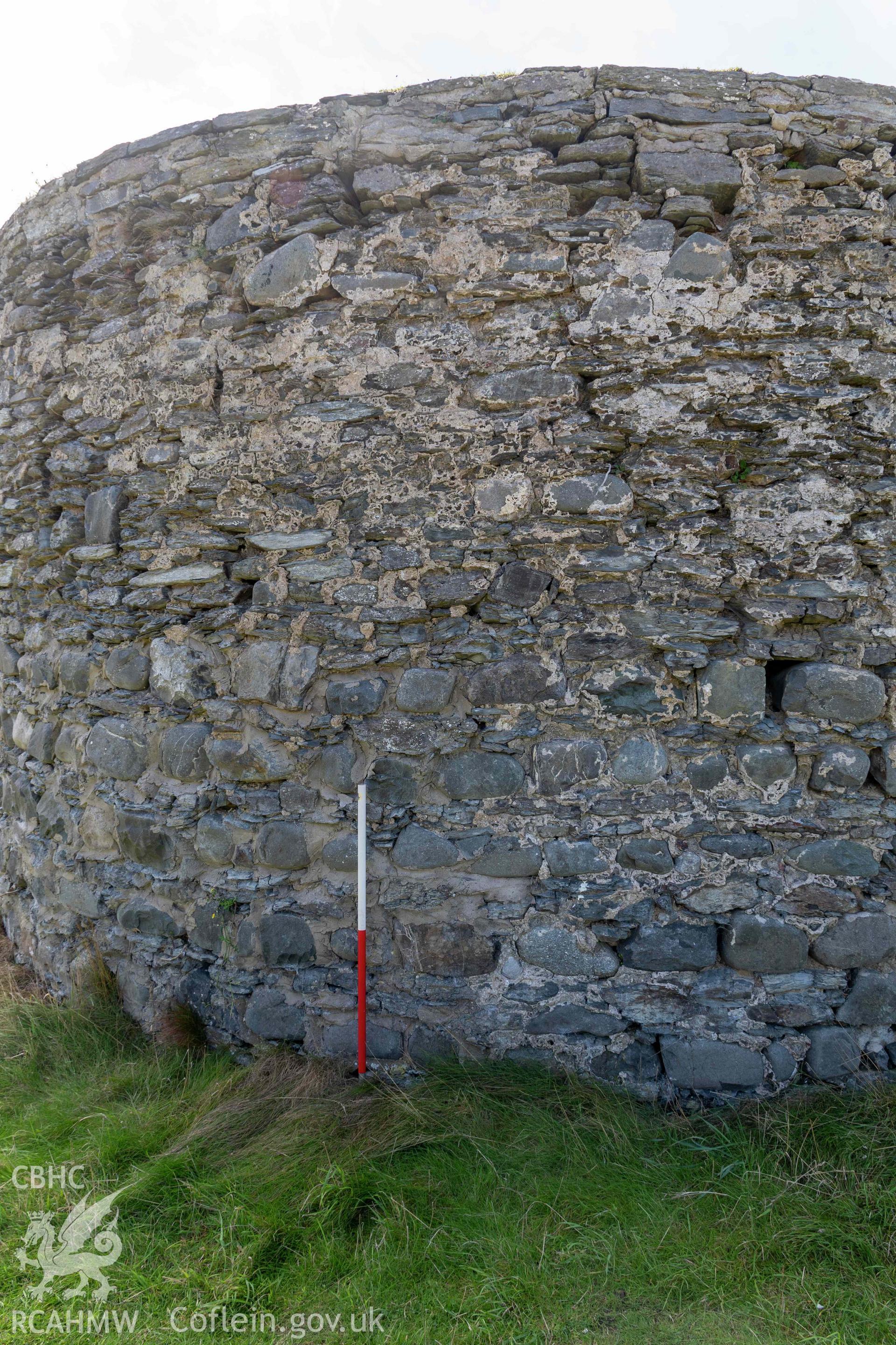 Mwnt Limekiln. Detail of stonework (with scale).