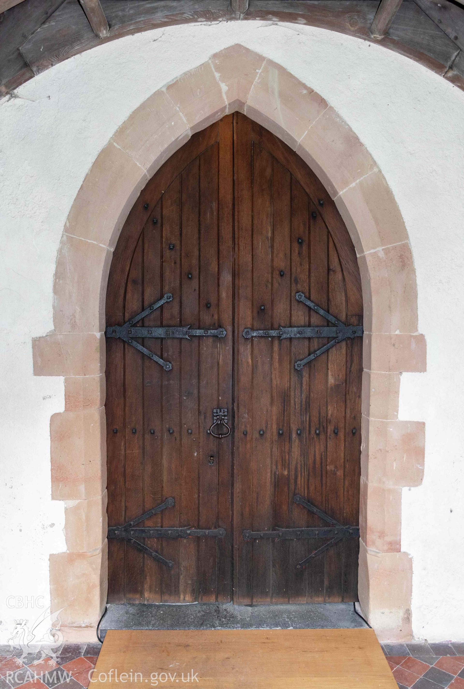 St Michael's Church, Llanfihangel y Creuddyn. Doorway into church from porch.