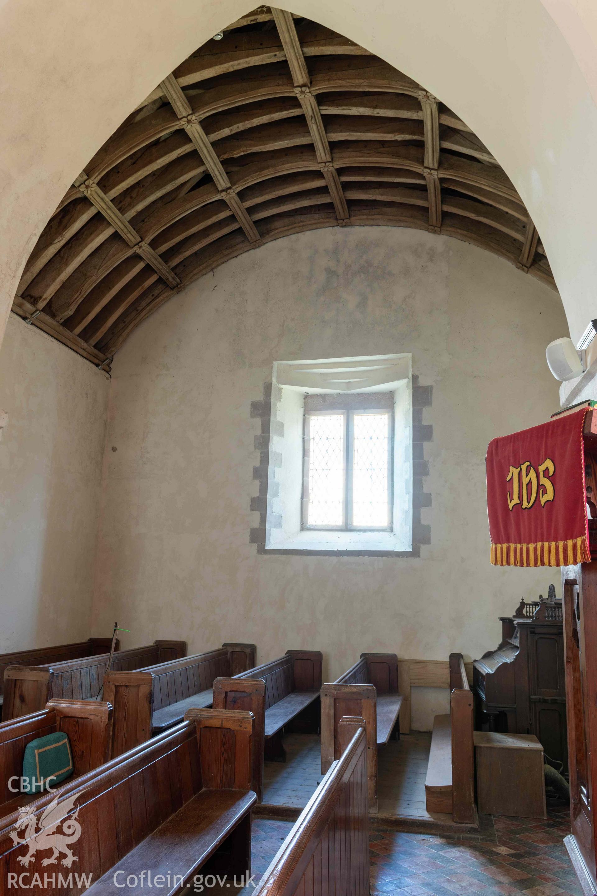 St Michael's Church, Llanfihangel y Creuddyn. Interior view. North transept from crossing.
