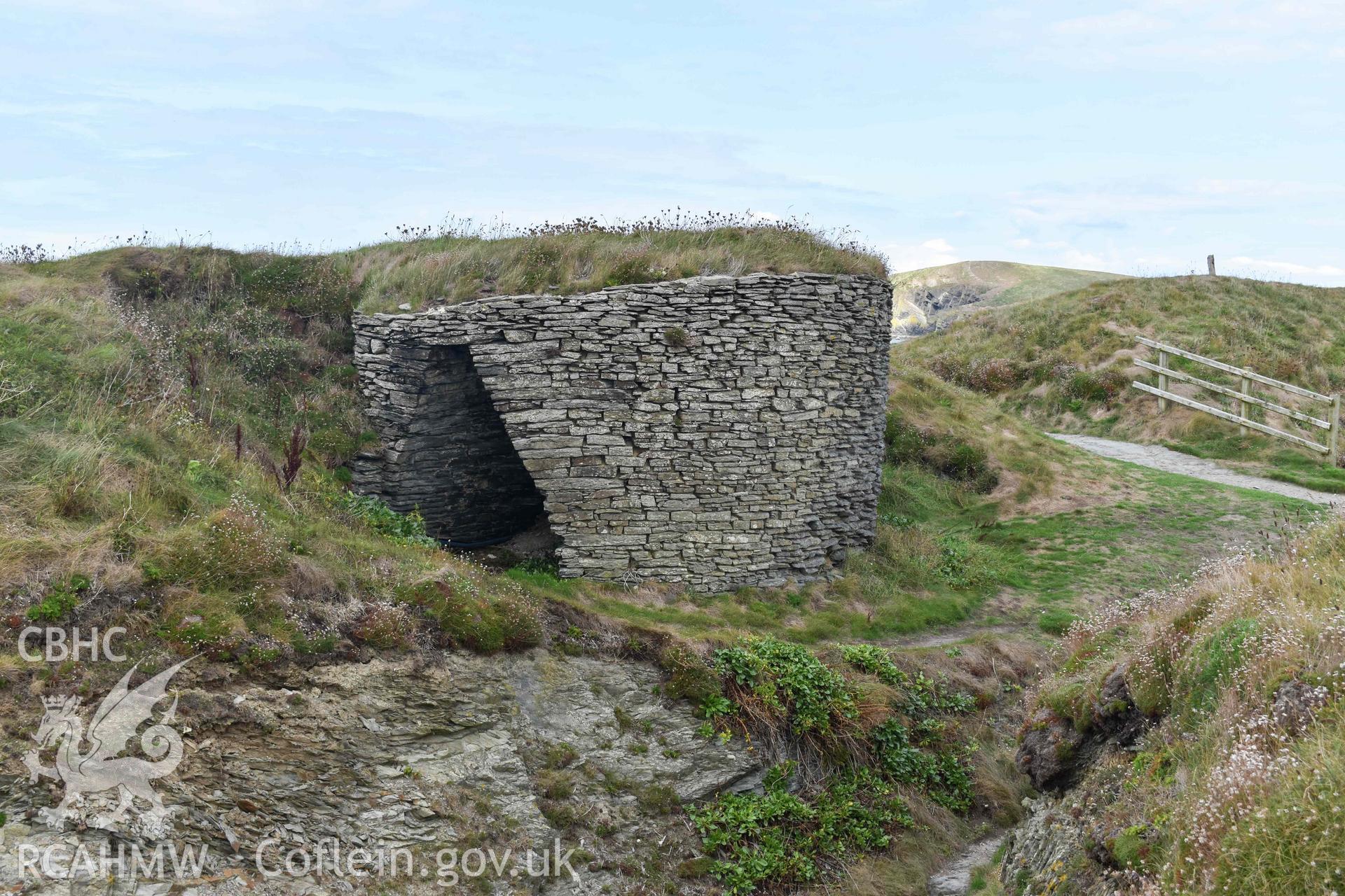 Craig y Gwbert Limekiln. General view from the south.
