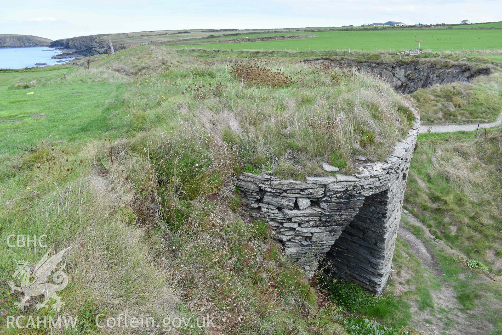 Craig y Gwbert Limekiln. Southwest side and top.