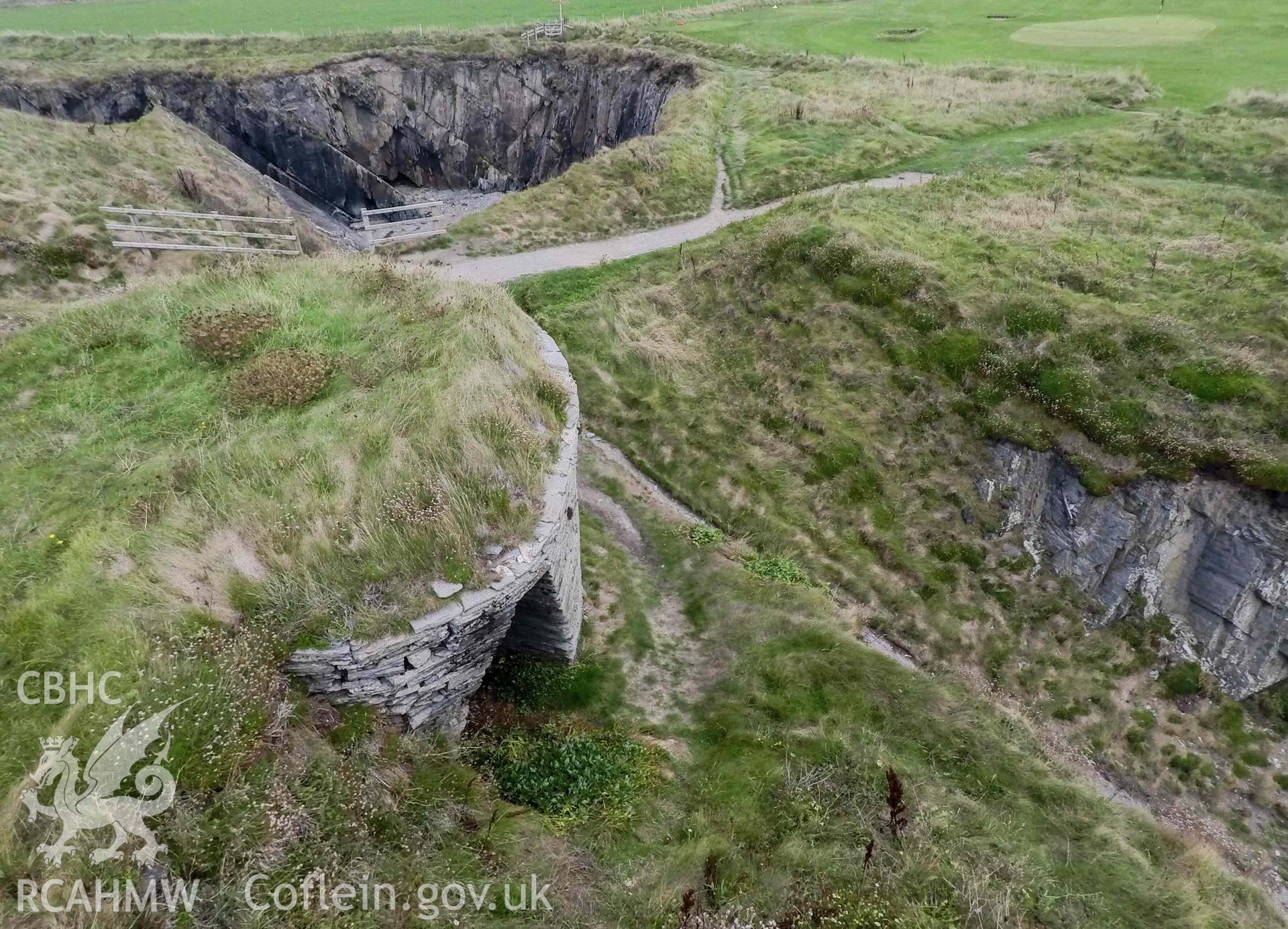Craig y Gwbert Limekiln. General view from the southwest.
