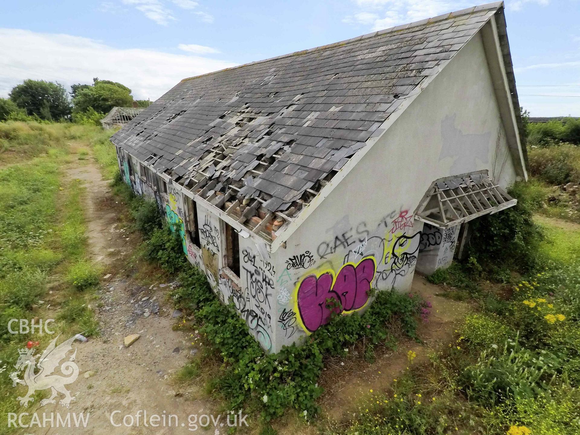 Elevated image of west dormitories and roof detail. St Athan Boys Village.