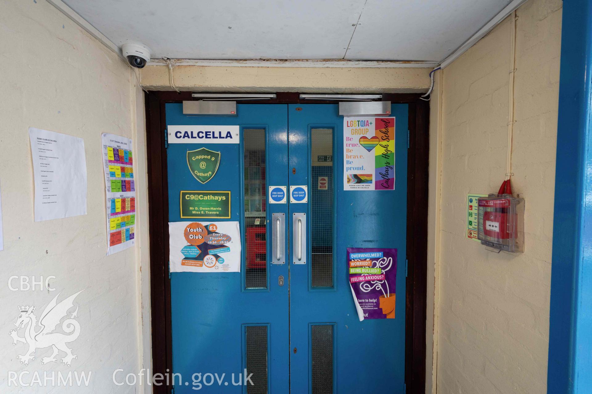 Calcella doors. North east wing. Ground floor. Cathays High School