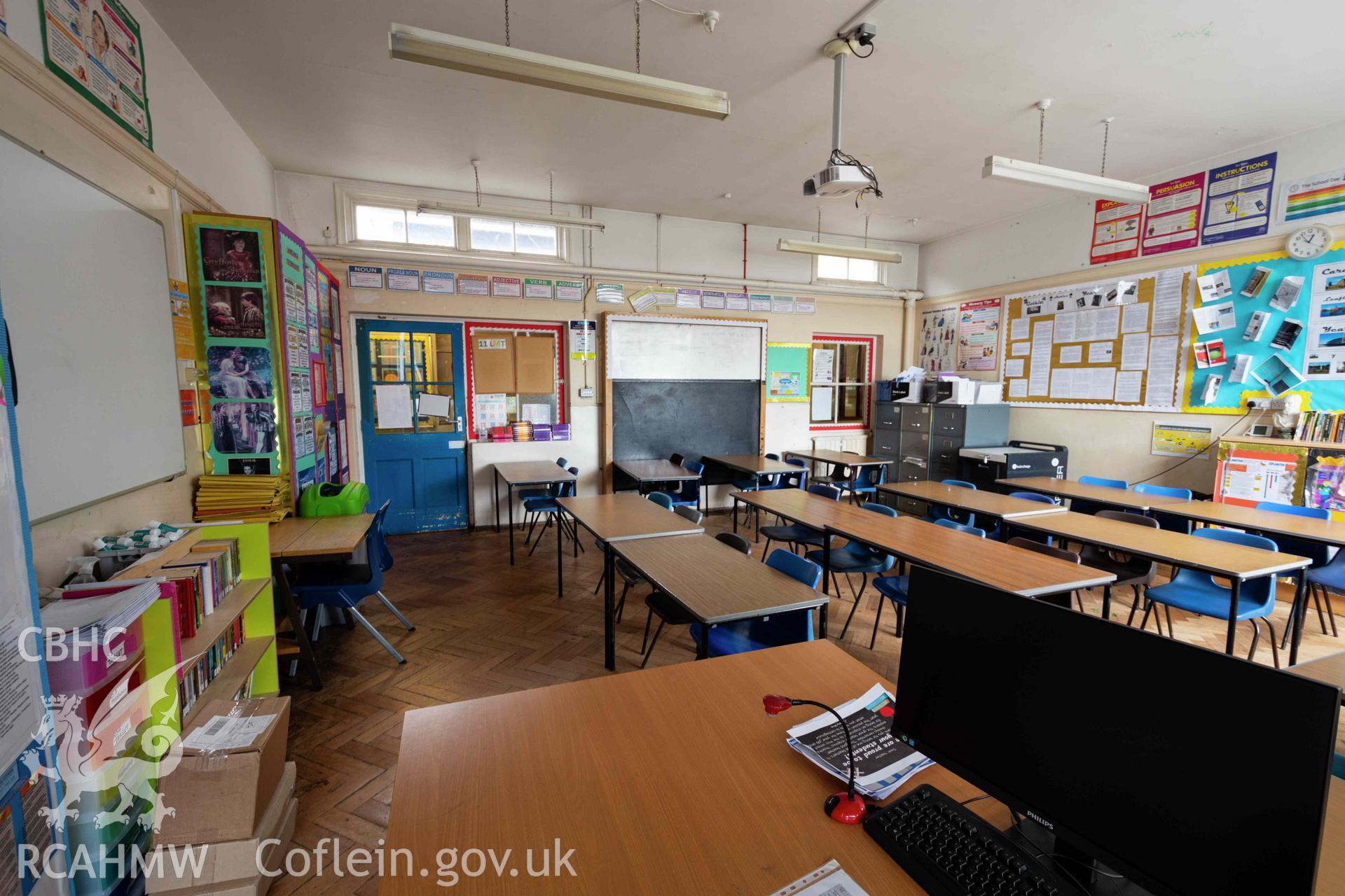 English classroom 25 view across class from teacher's desk. South west wing. First floor. Cathays High School