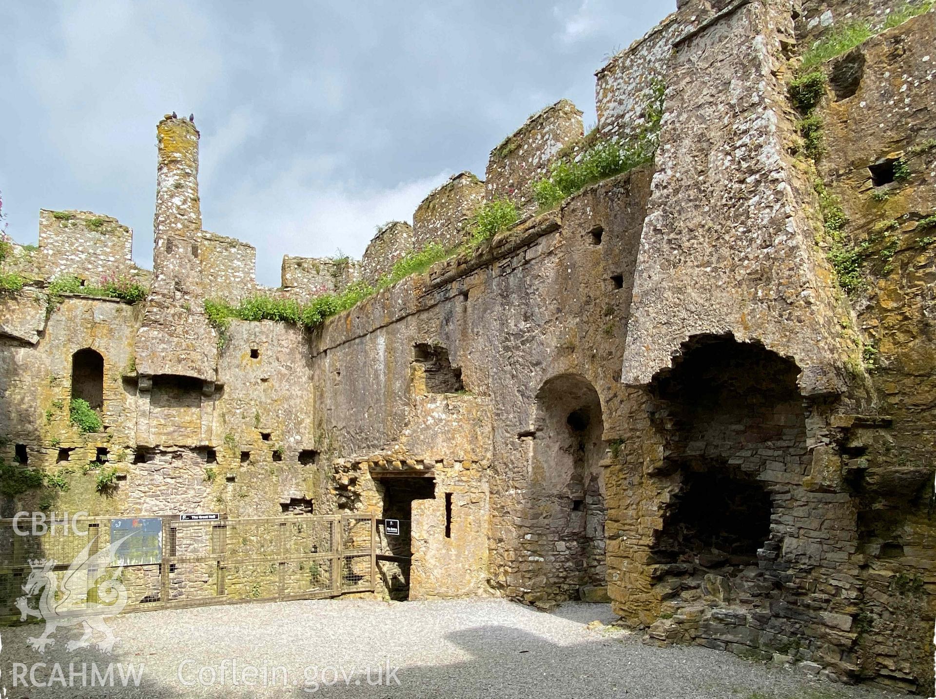 Digital photograph showing fireplace of hall at Manorbier Castle, produced by Paul Davis in 2023